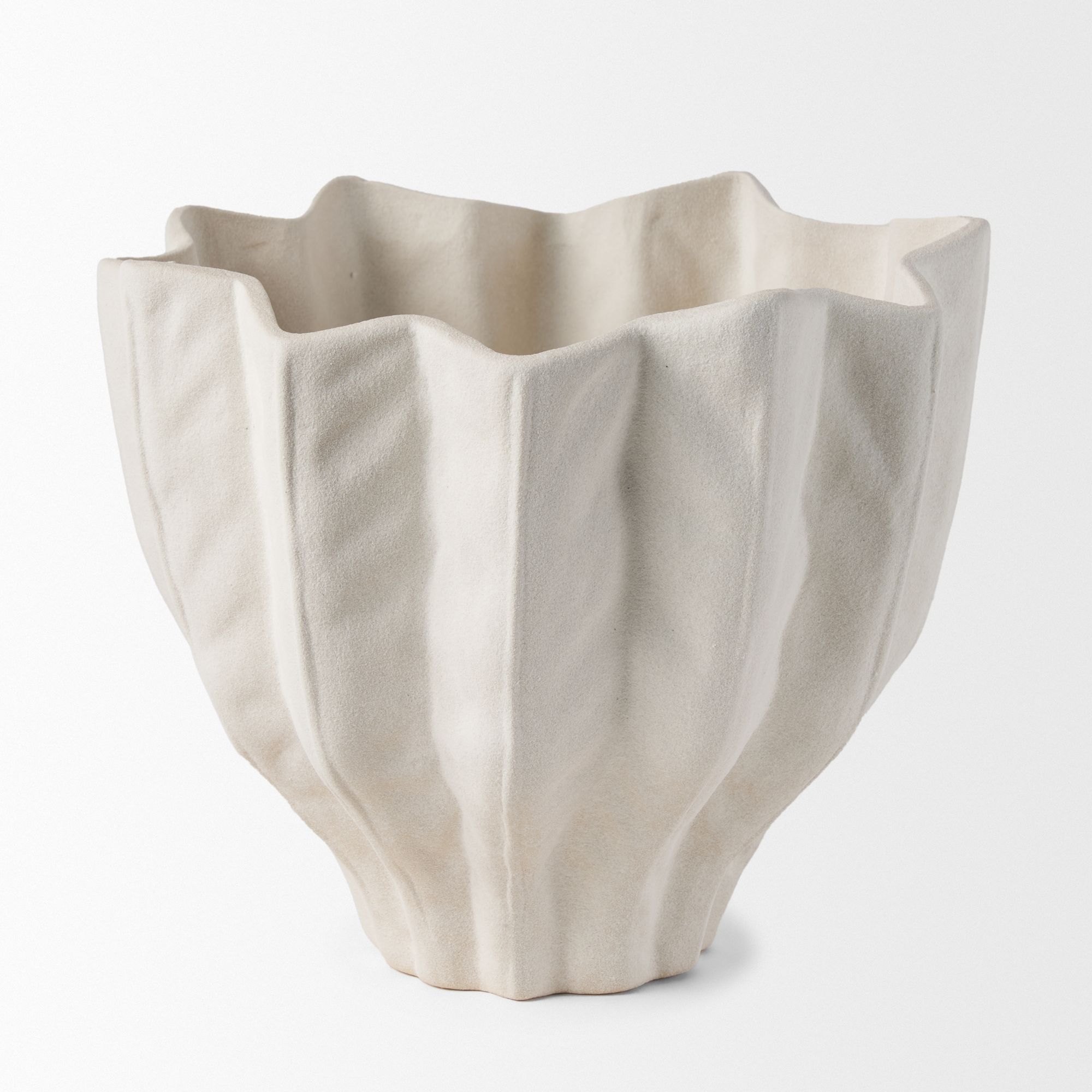 Mercana - Daria Textured White Sculptural Ceramic Bowl