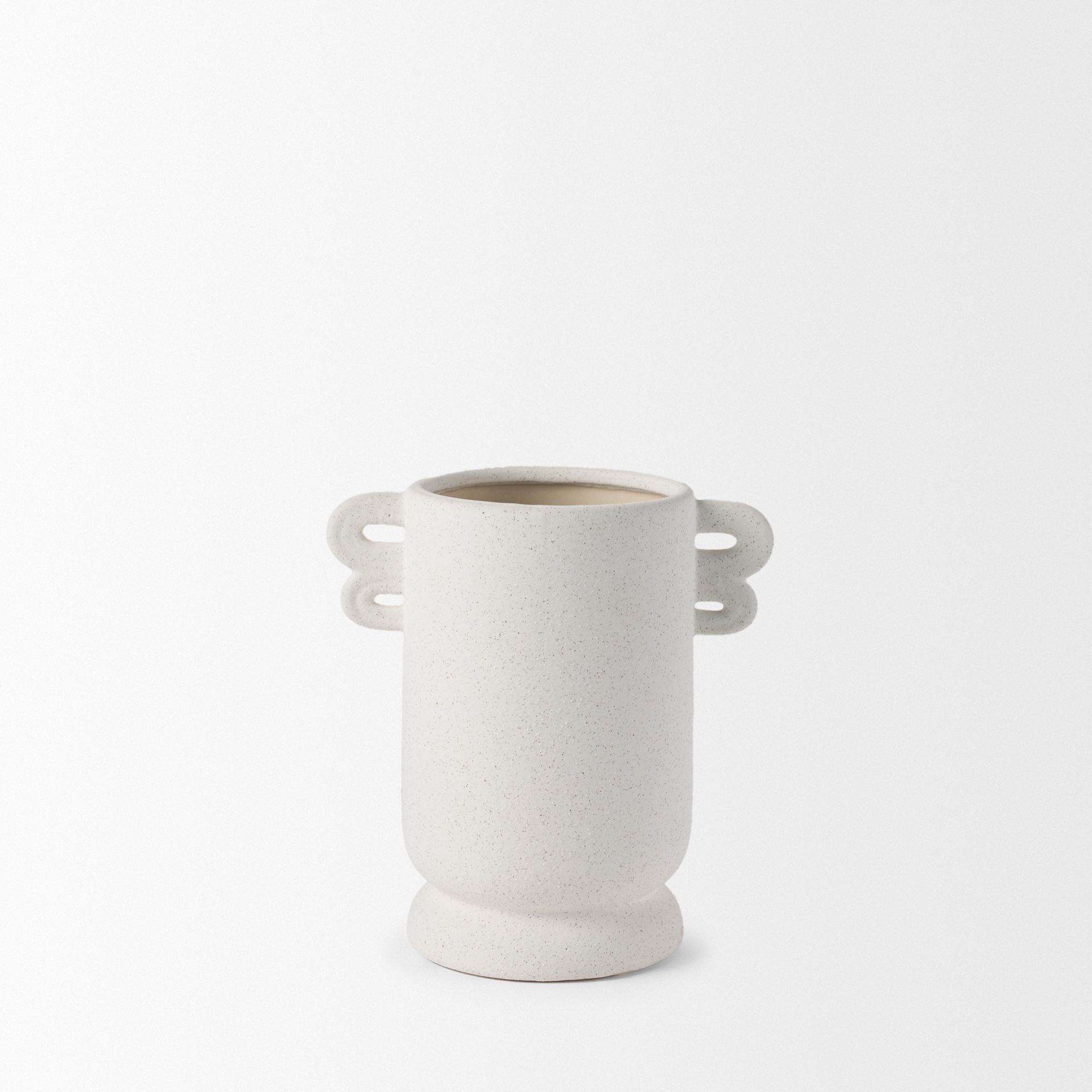 Mercana Dylan Small Ceramic Vase with Handles - White