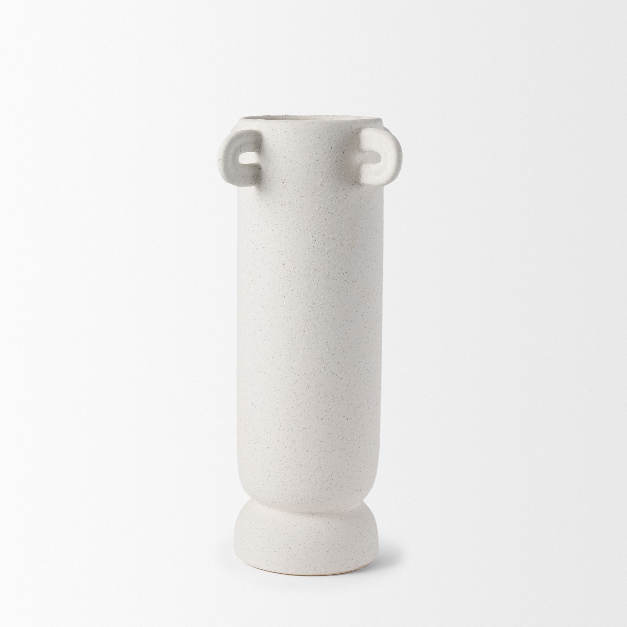 Mercana Dylan Tall Ceramic Vase with Handles - White