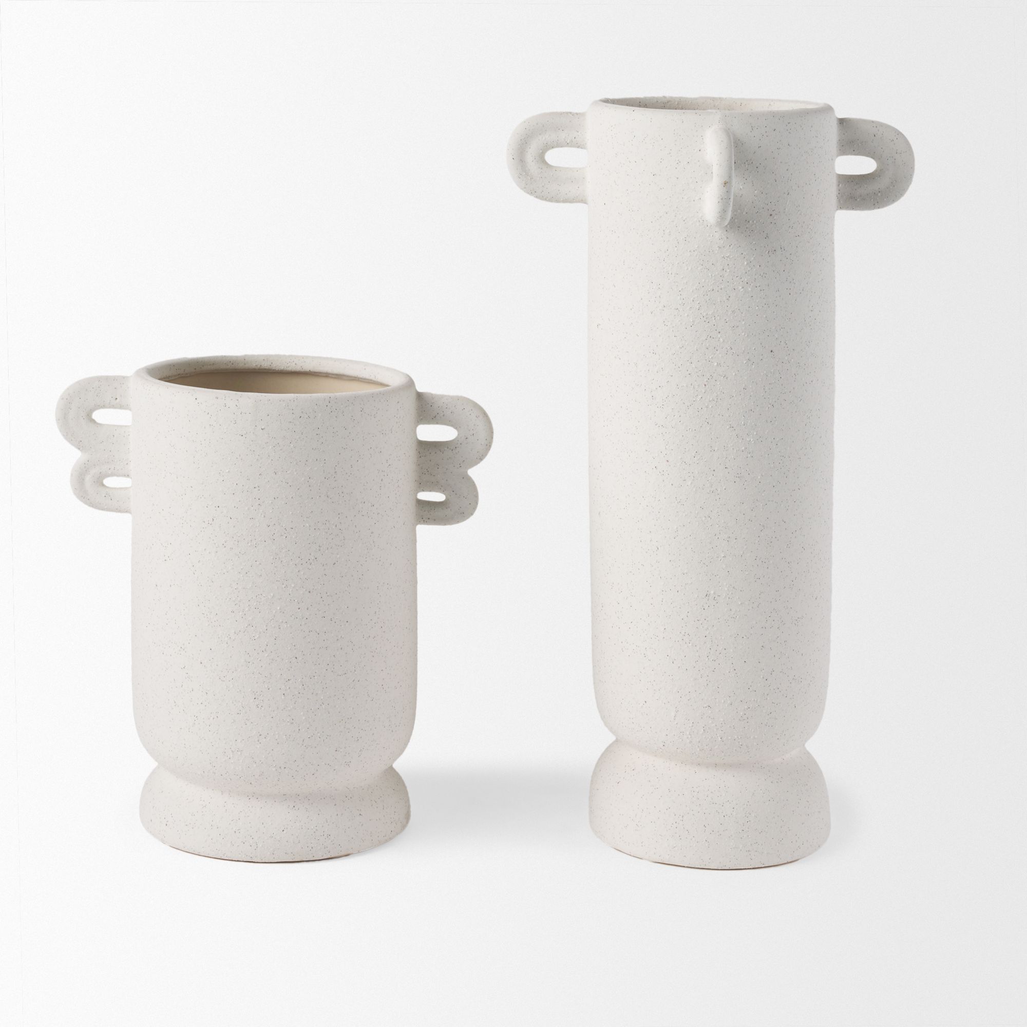 Mercana Dylan Tall Ceramic Vase with Handles - White