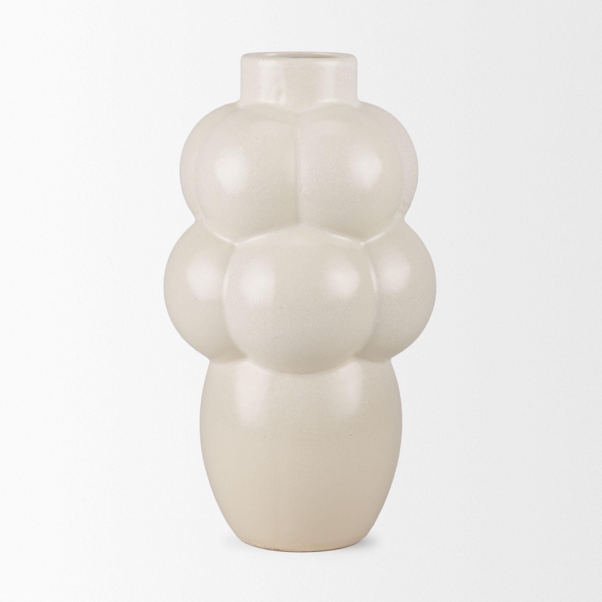 Mercana - Ulvi Cream Glazed Bubble Ceramic Vase