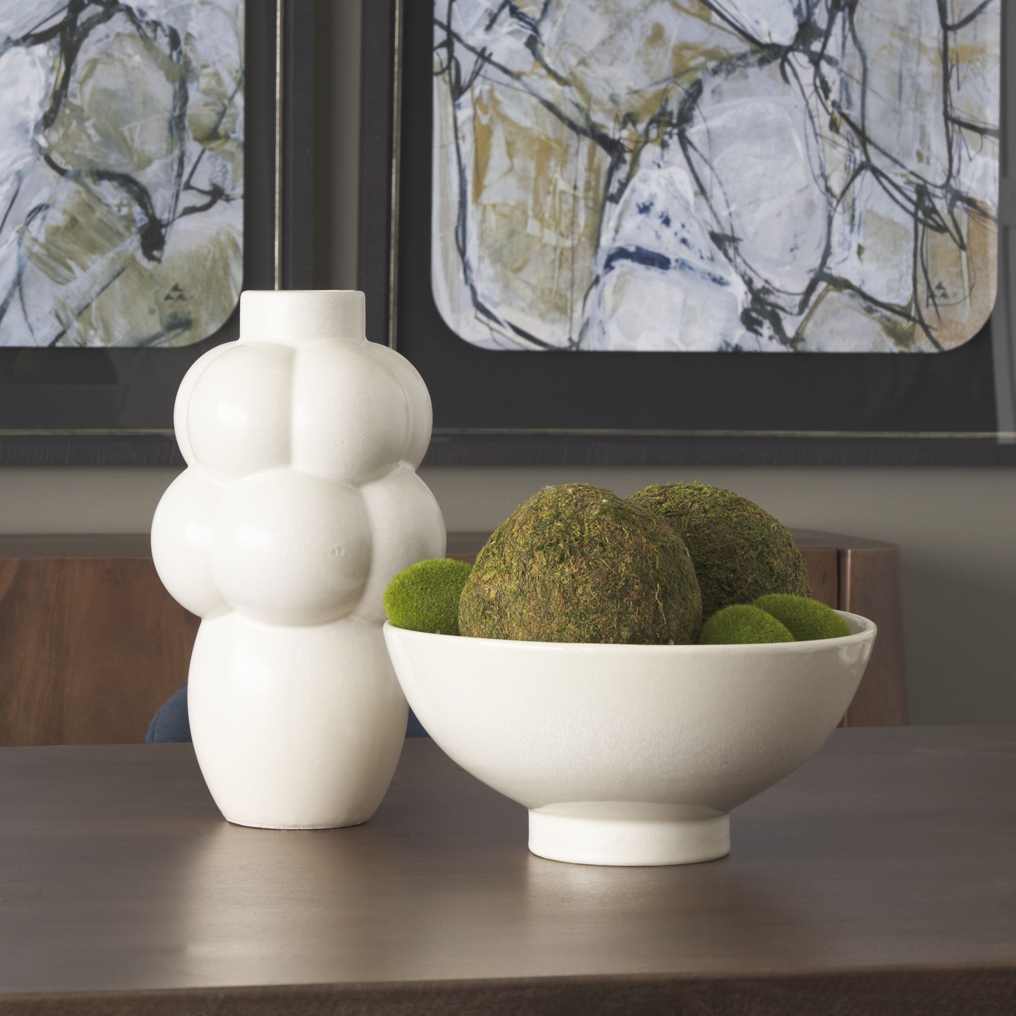 Mercana - Ulvi Cream Glazed Bubble Ceramic Vase