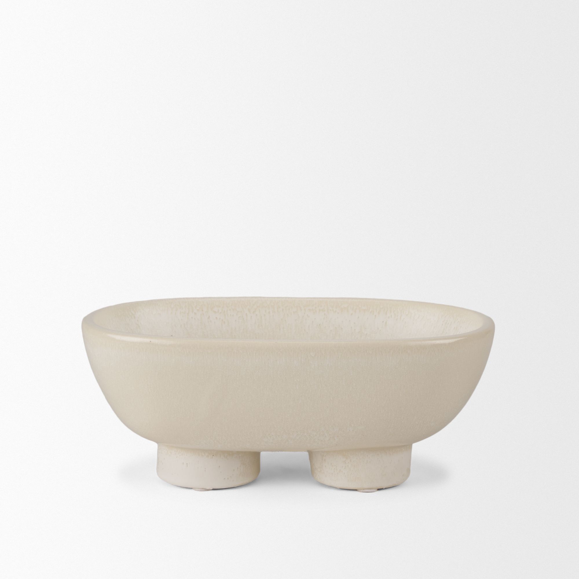 Mercana Tyren Decorative Oblong Ceramic Bowl - Cream