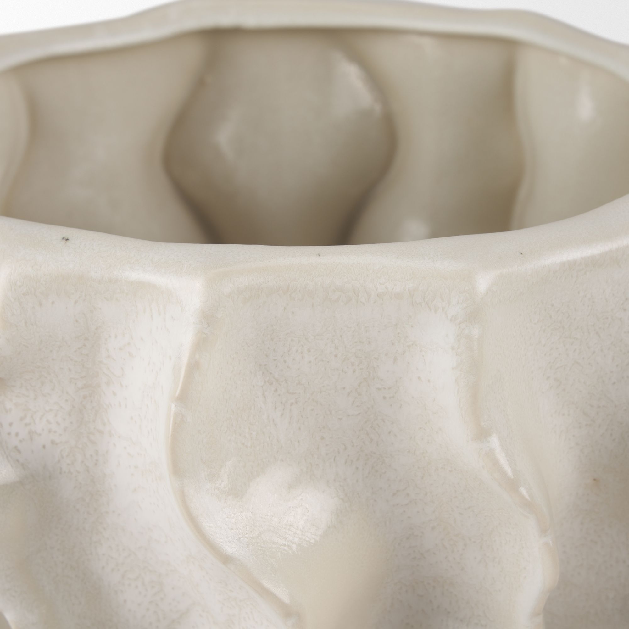 Mercana - Vahn Sculptural Cream Glazed Decorative Ceramic Bowl