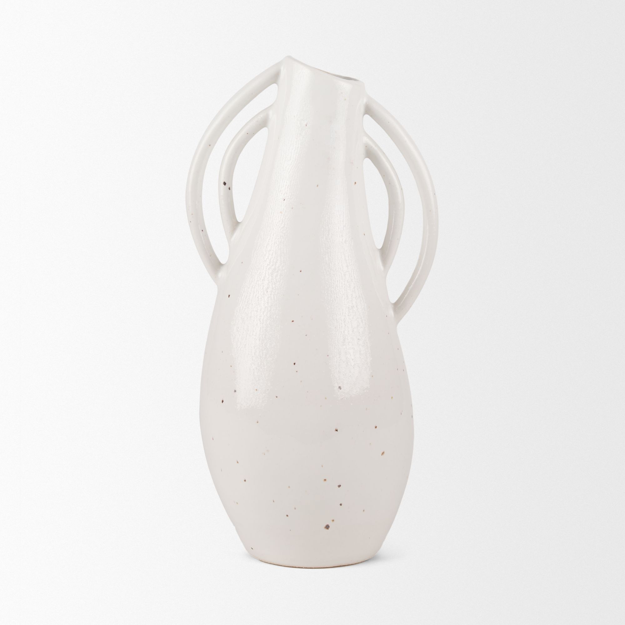 Mercana Urvi Tall Speckled Asymmetrical Ceramic Vase - White