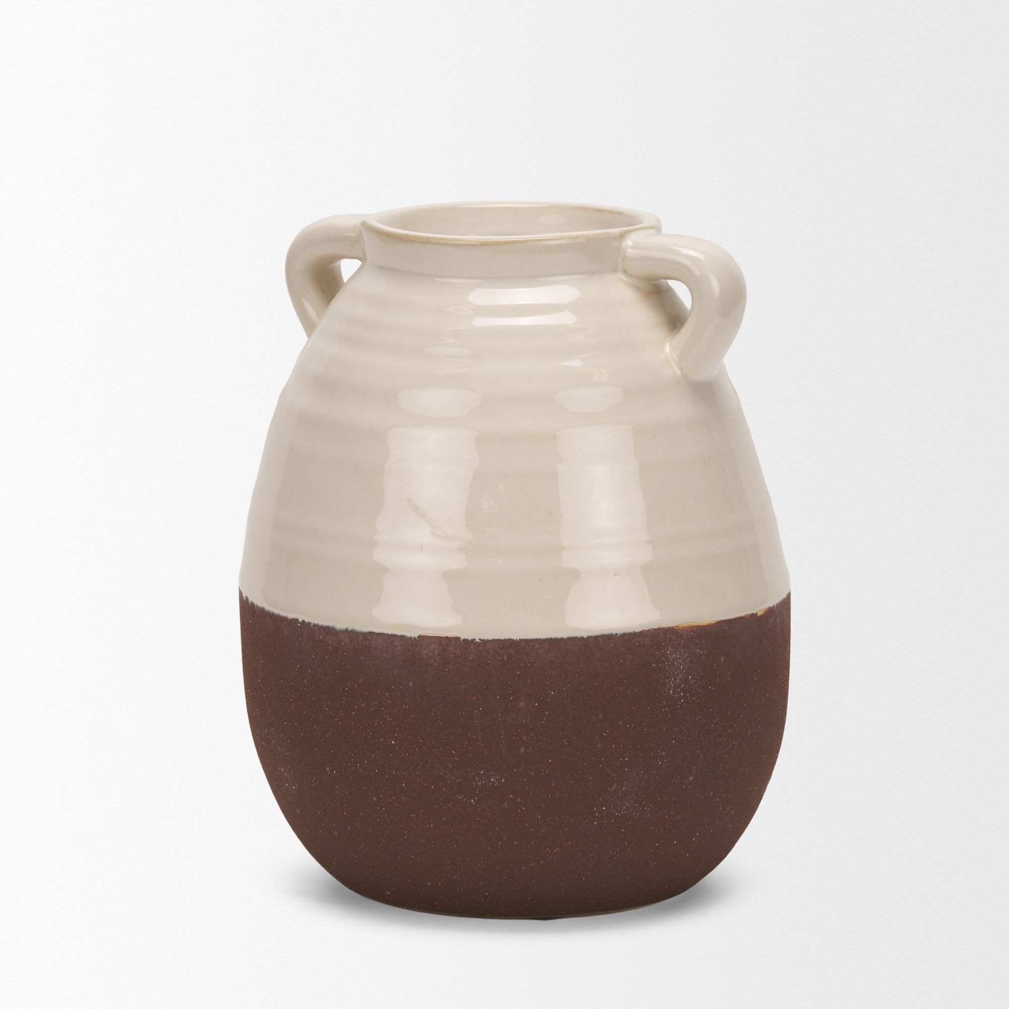 Mercana Tryna Small Ceramic Vase with Matte Brown - Beige