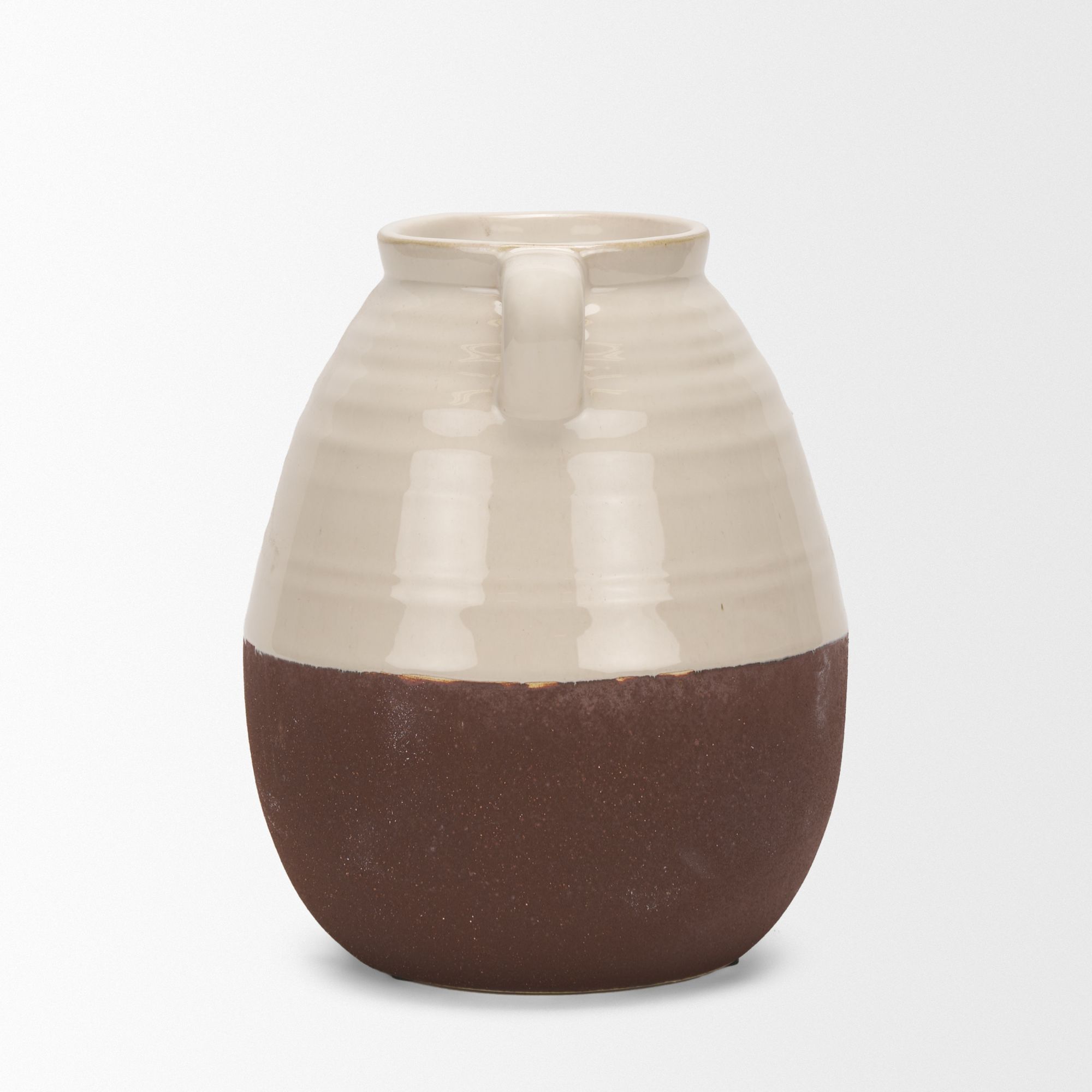 Mercana Tryna Small Ceramic Vase with Matte Brown - Beige