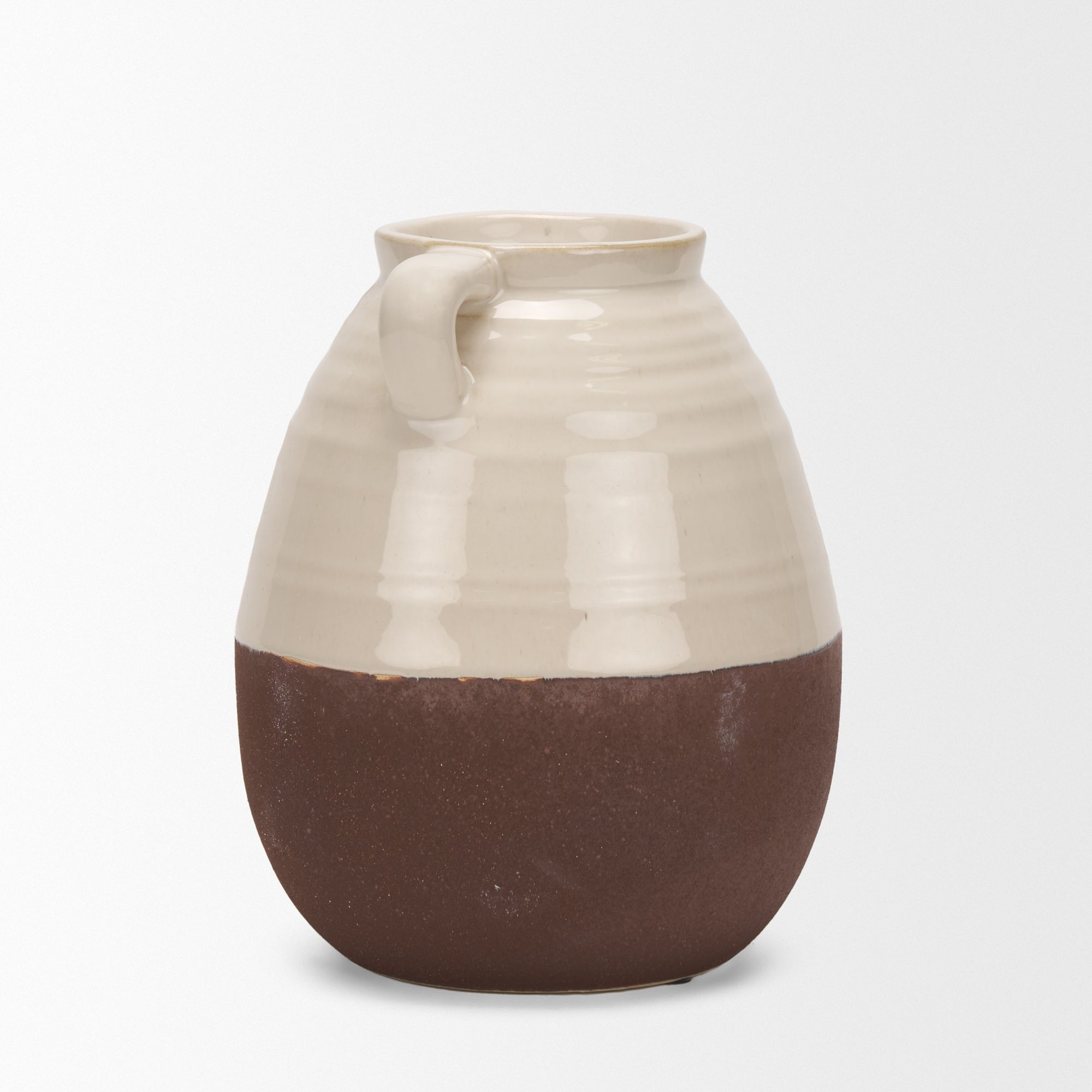 Mercana Tryna Small Ceramic Vase with Matte Brown - Beige