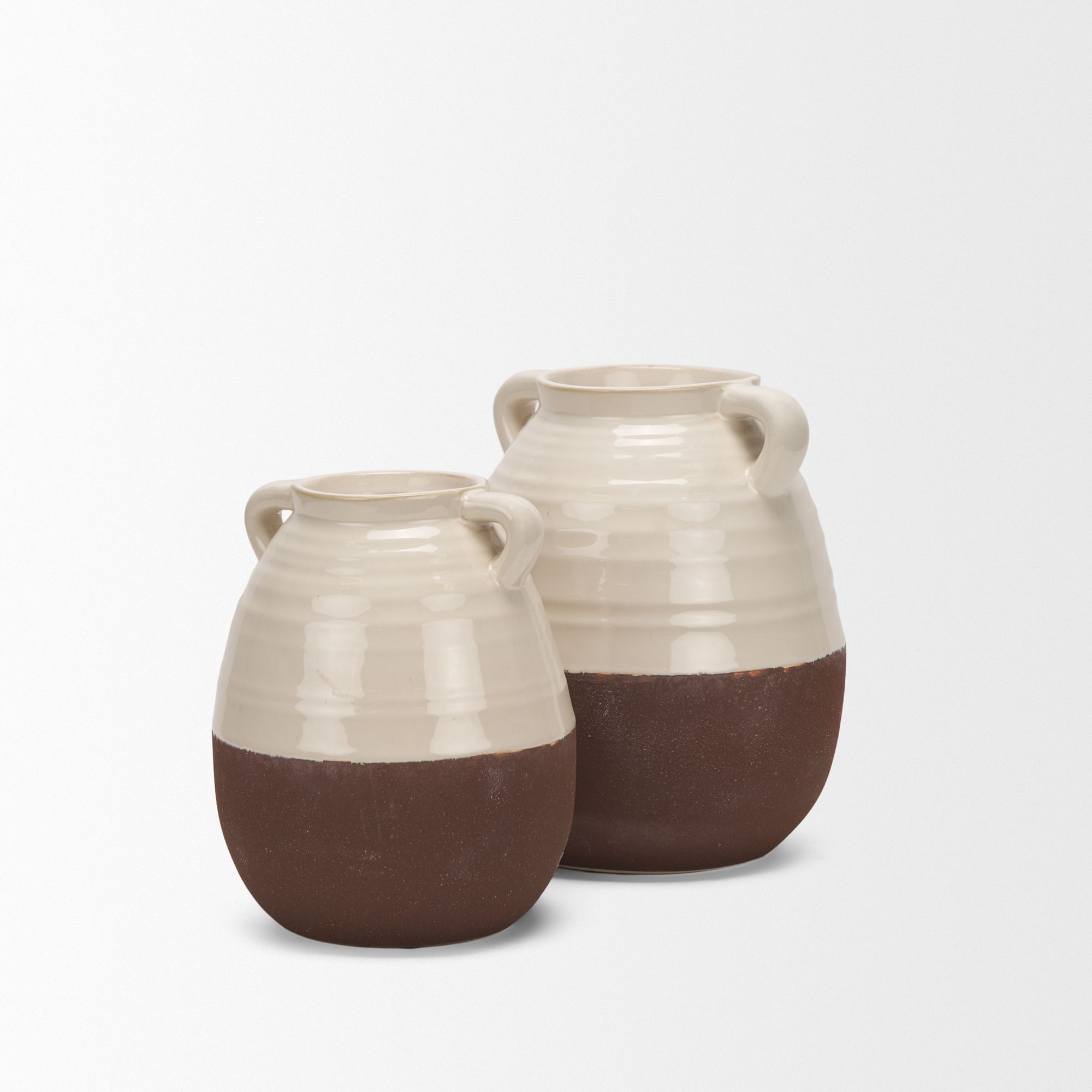 Mercana Tryna Large Ceramic Vase with Matte Brown - Beige