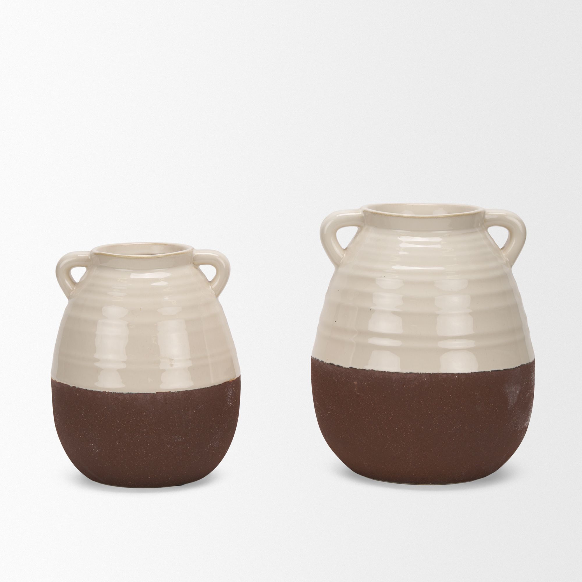 Mercana Tryna Large Ceramic Vase with Matte Brown - Beige