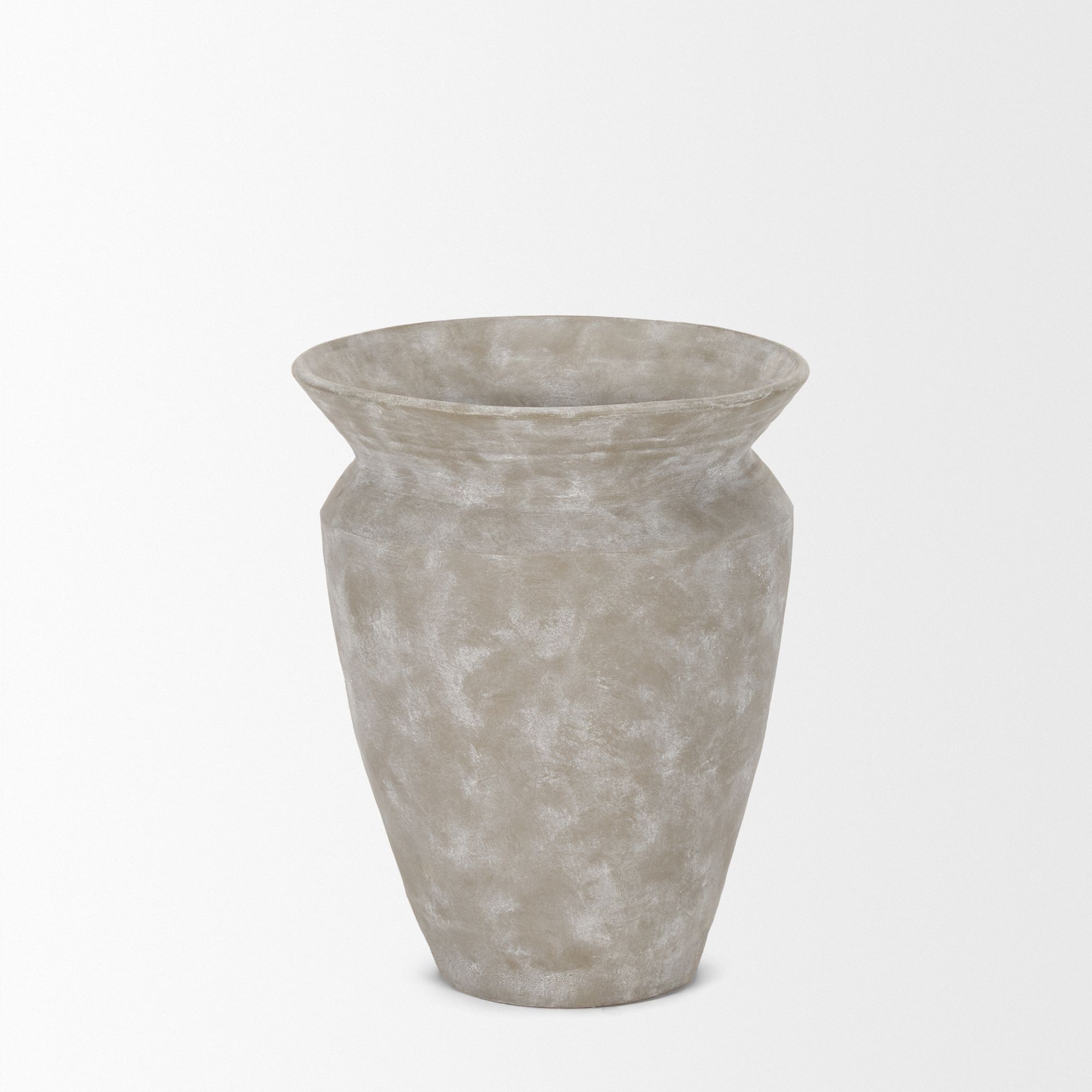 Mercana Utari Short Floor Vase with White Detailing Ceramic - Beige