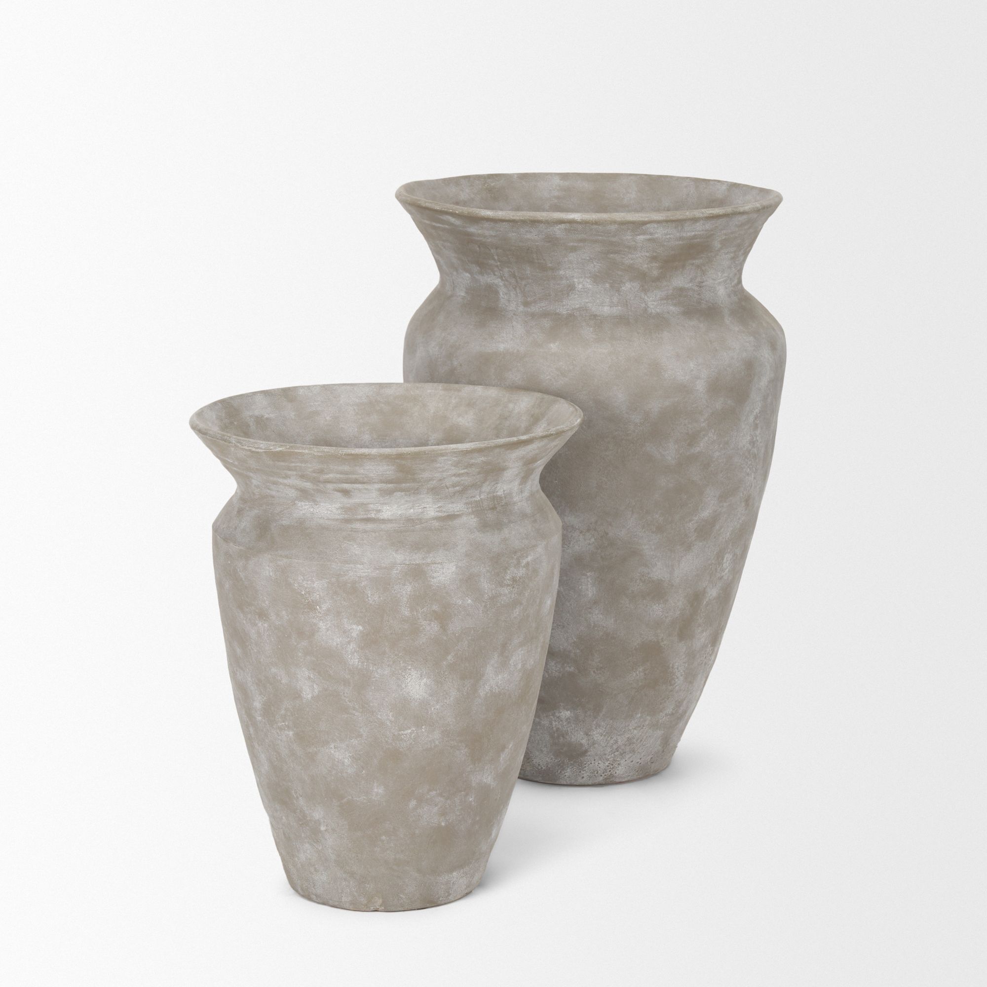 Mercana Utari Short Floor Vase with White Detailing Ceramic - Beige