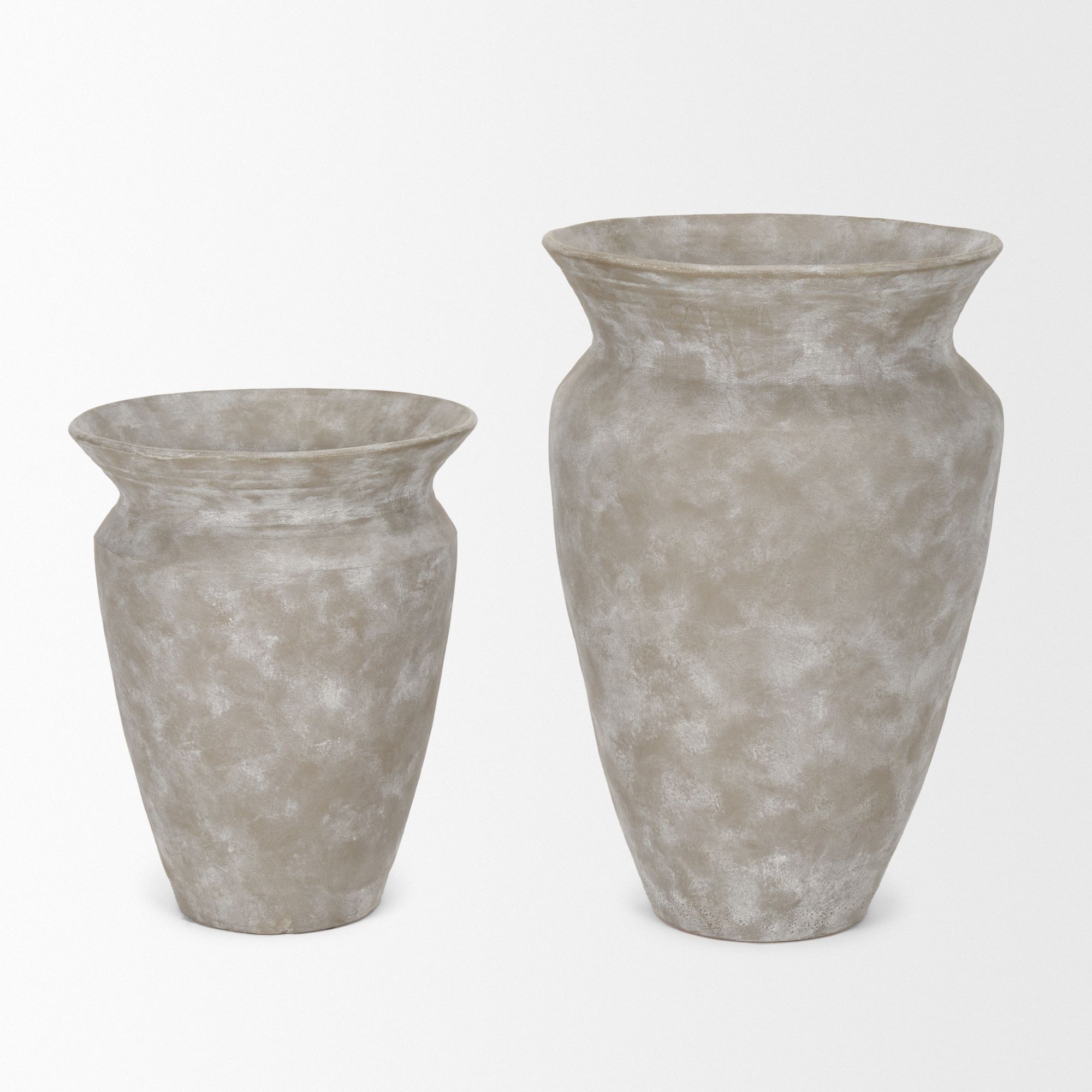 Mercana Utari Short Floor Vase with White Detailing Ceramic - Beige