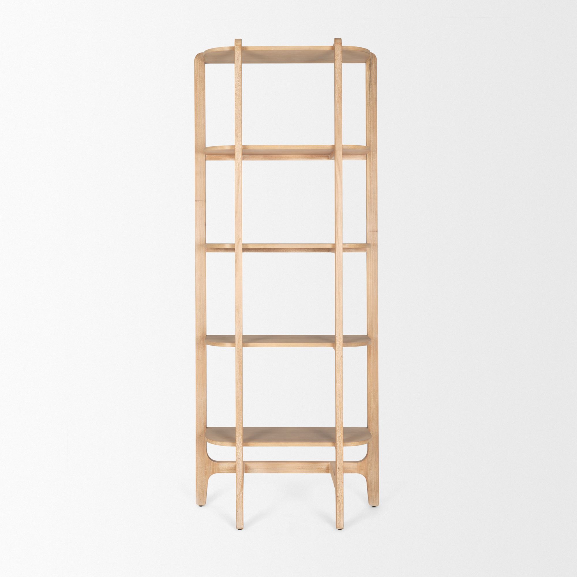 Mercana - Taylin Light Brown Solid Wood Open Bookshelf