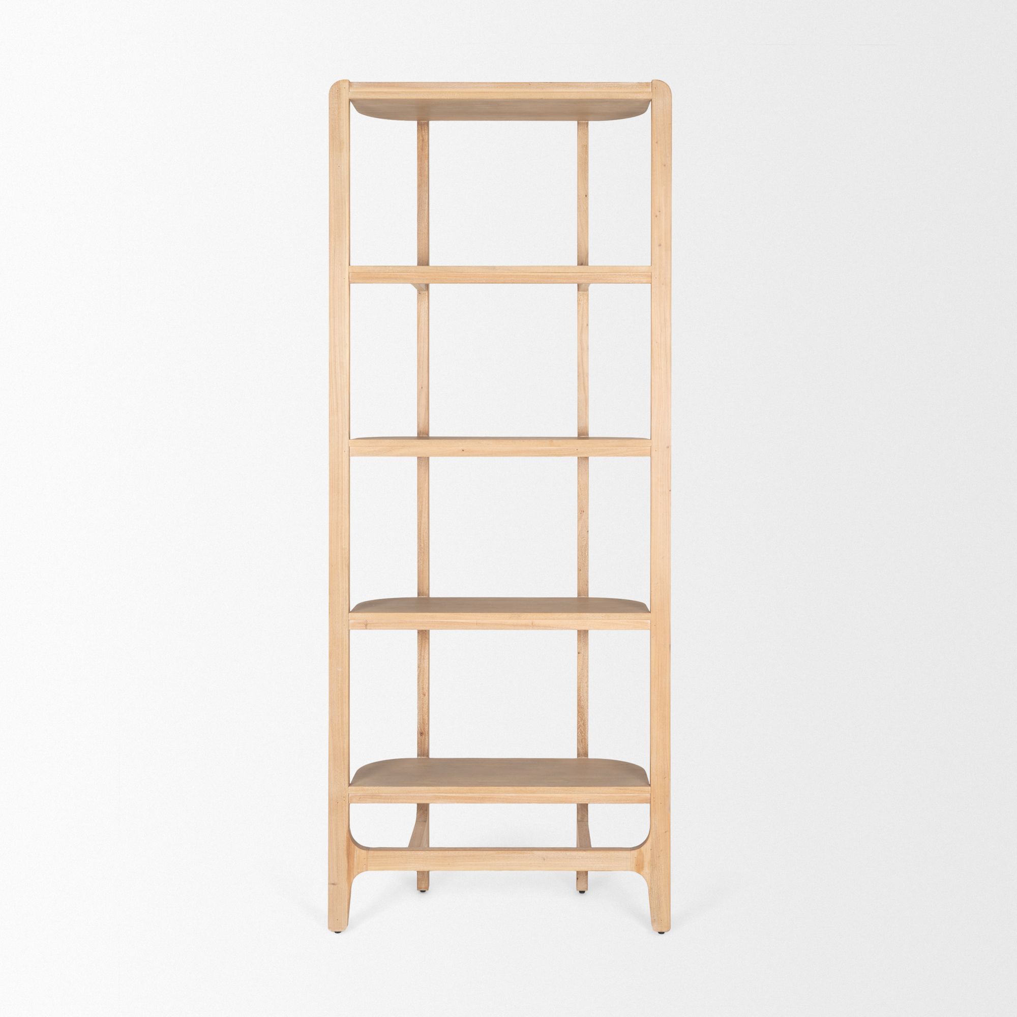 Mercana - Taylin Light Brown Solid Wood Open Bookshelf