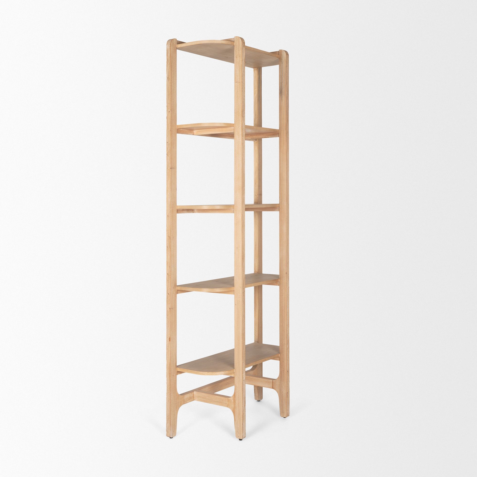 Mercana - Taylin Light Brown Solid Wood Open Bookshelf