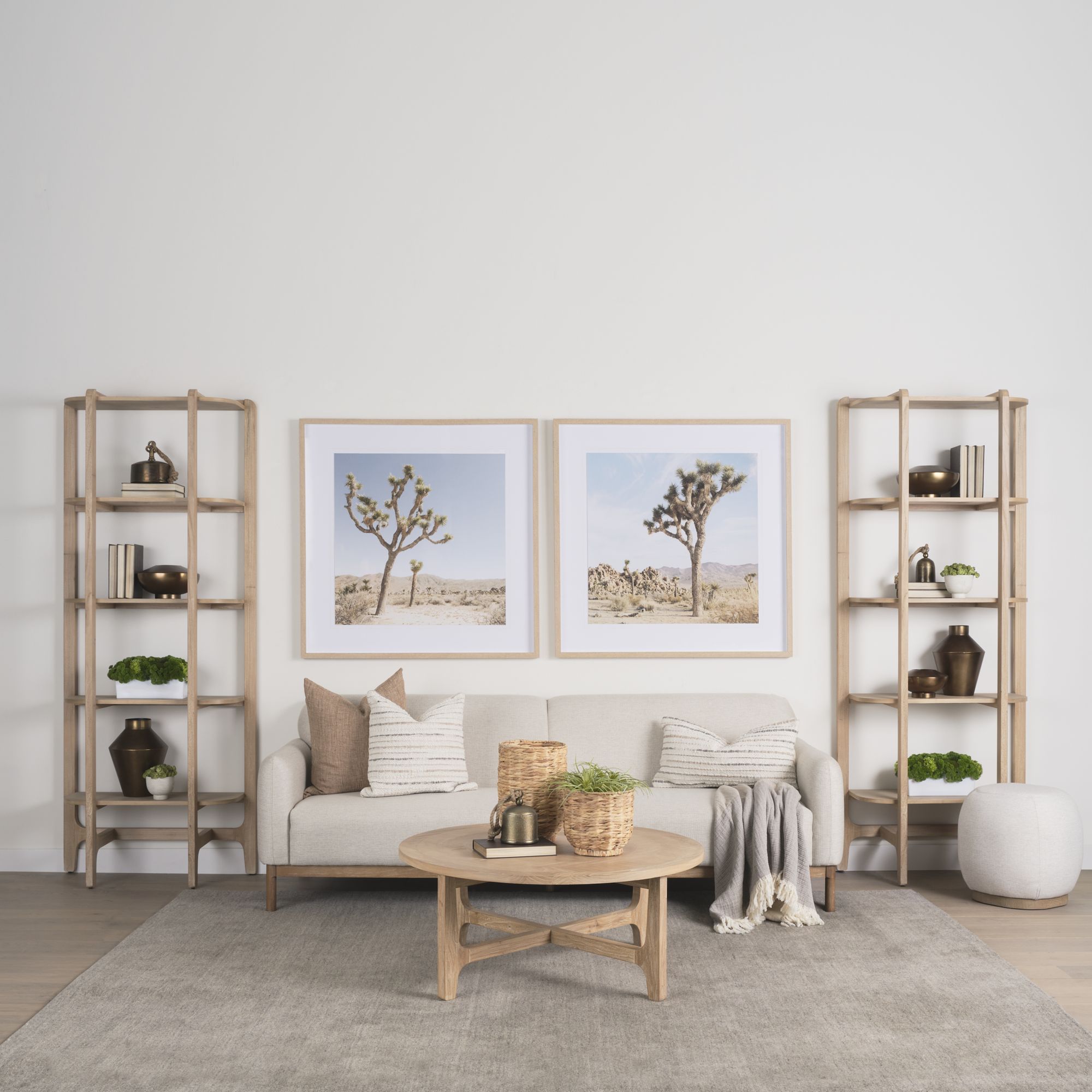 Mercana - Taylin Light Brown Solid Wood Open Bookshelf