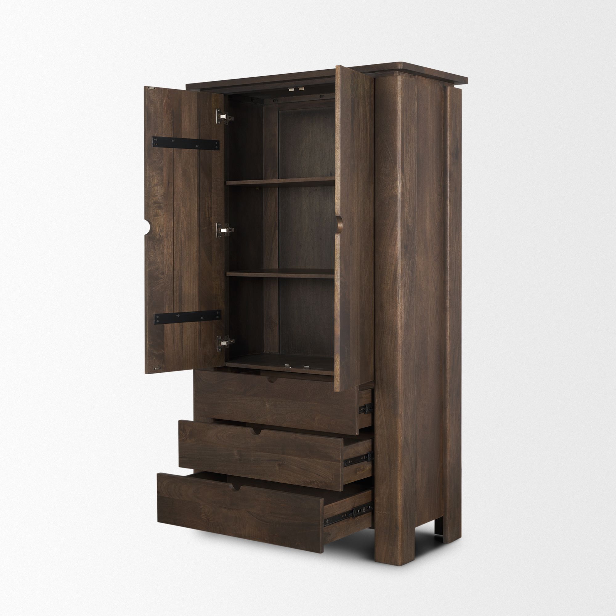 Mercana - Wallen Solid Dark Brown Wood Curio Cabinet