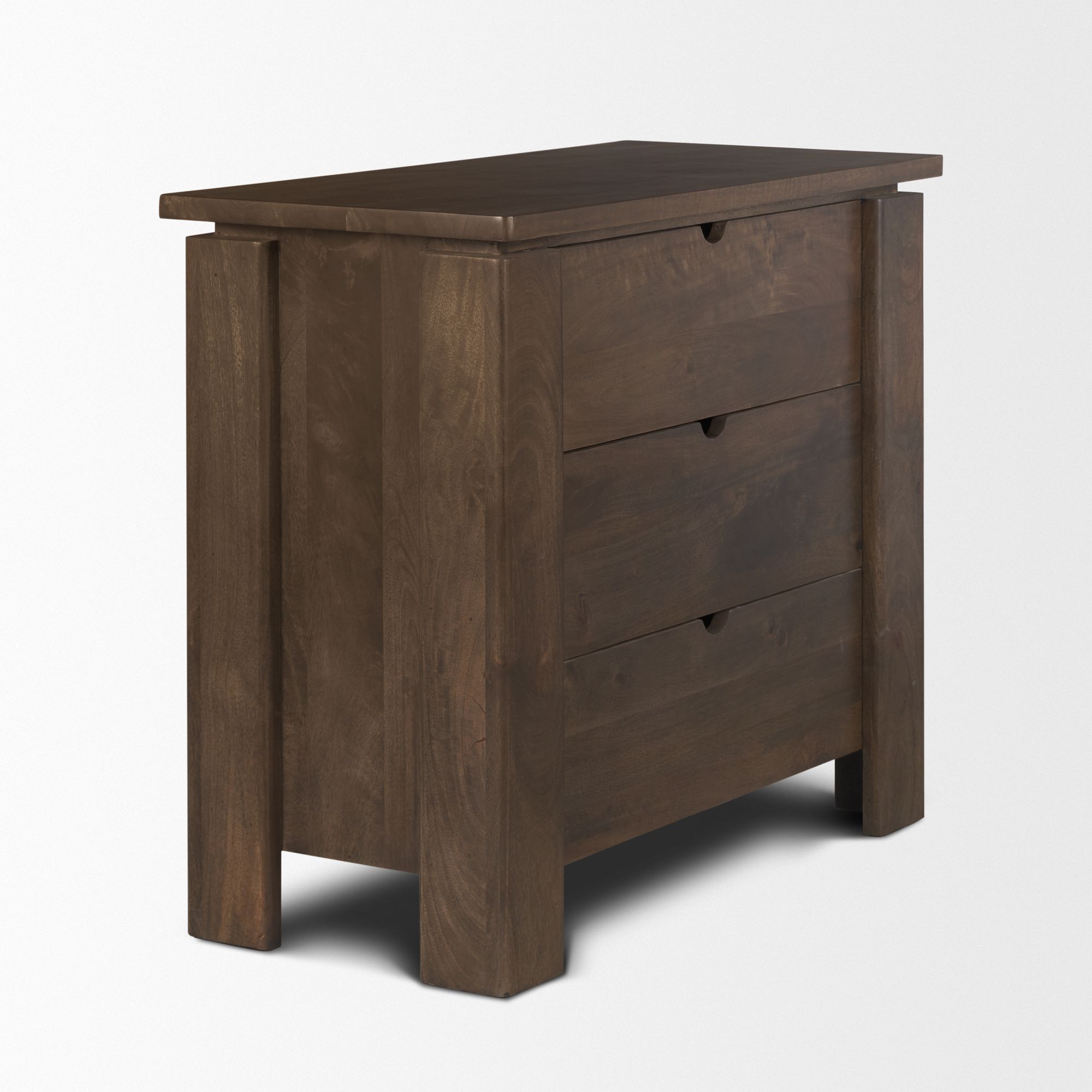 Mercana - Wallen Solid Dark Brown Wood 3 Drawer Accent Cabinet