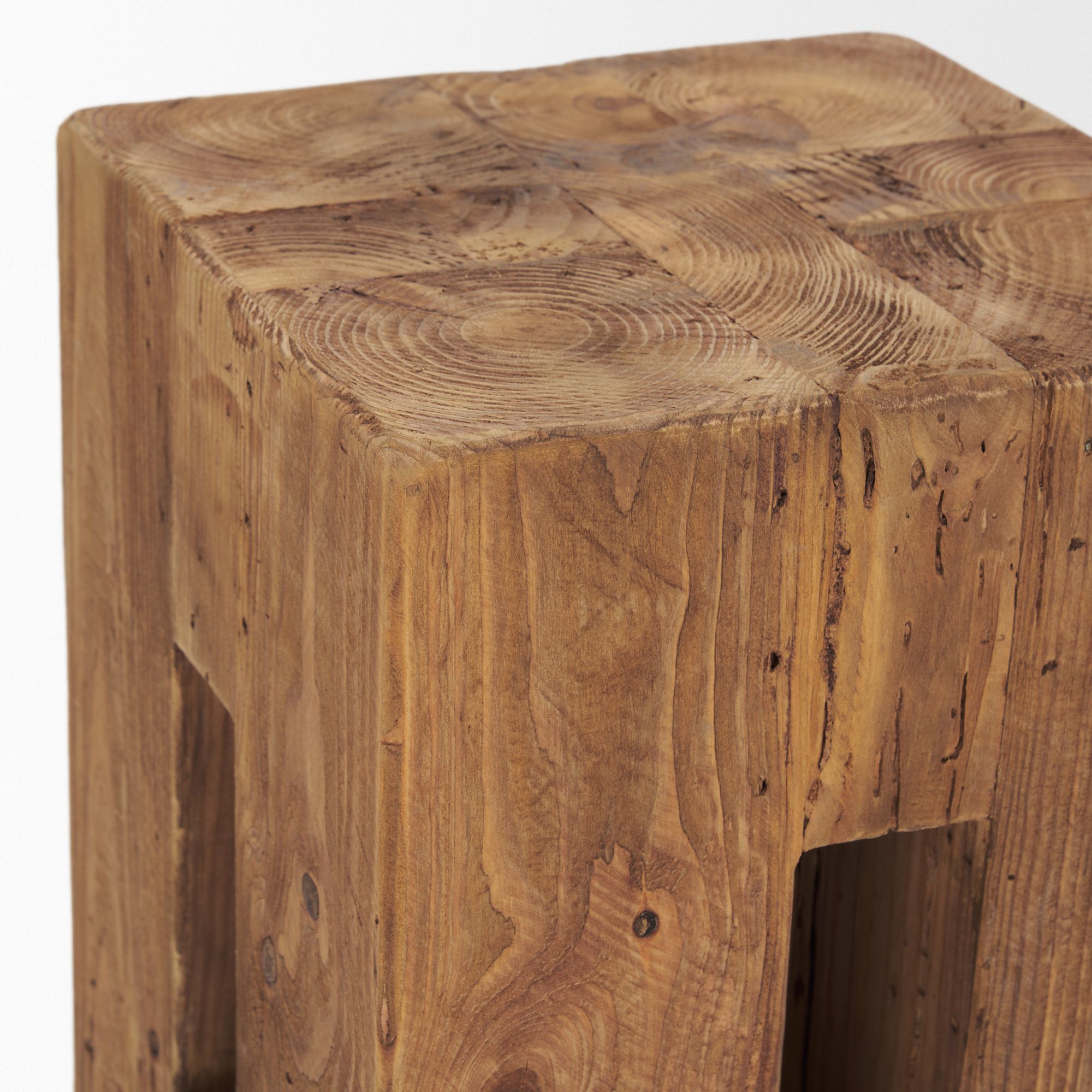 Mercana - Waylen Natural Wood Block Accent Stool