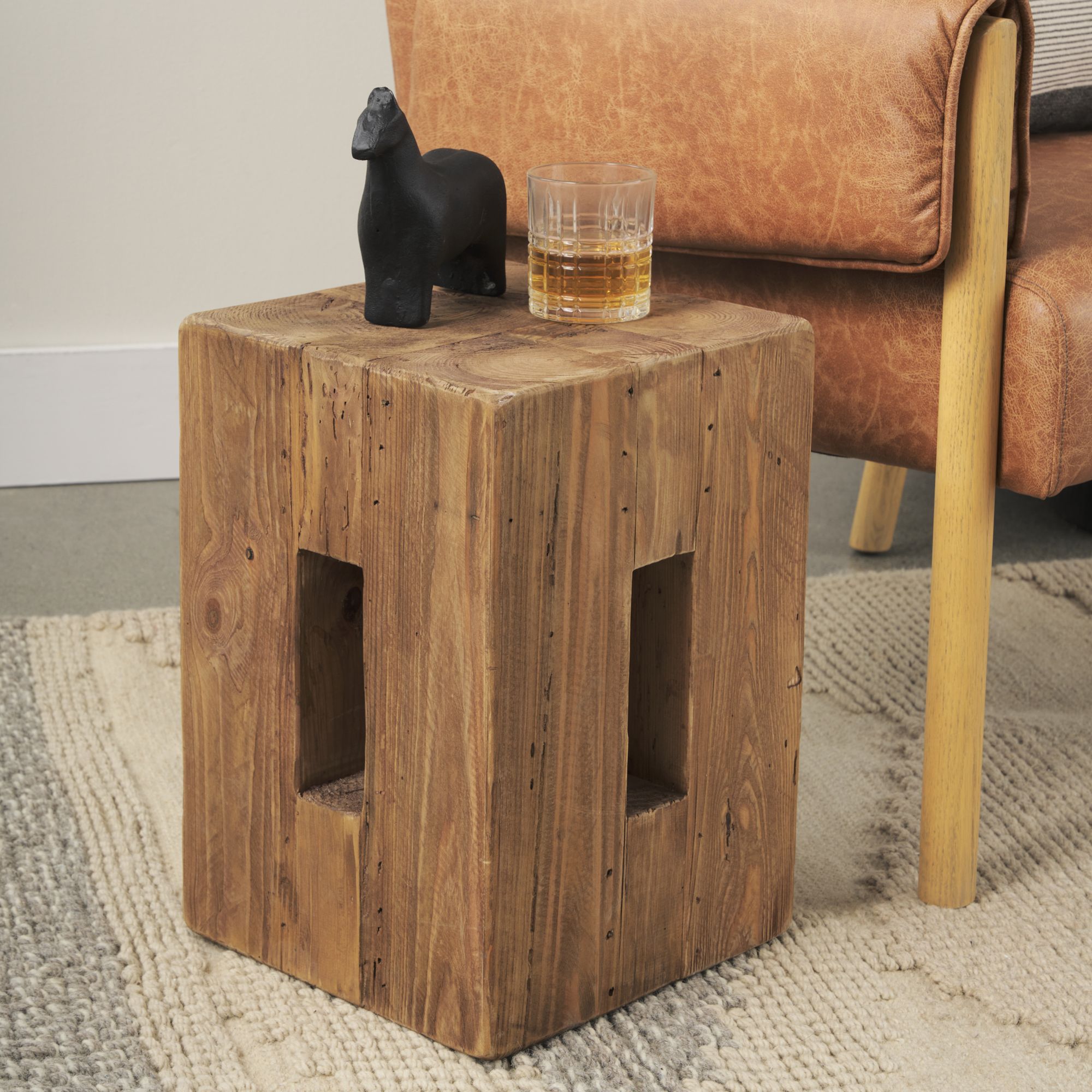 Mercana - Waylen Natural Wood Block Accent Stool