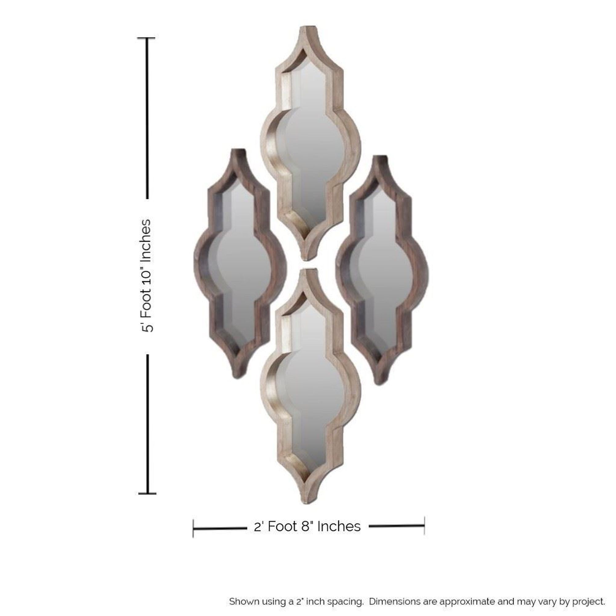 Mercana Tamanar I & II Mirror Collection (Set of 4) - Silver/Brown