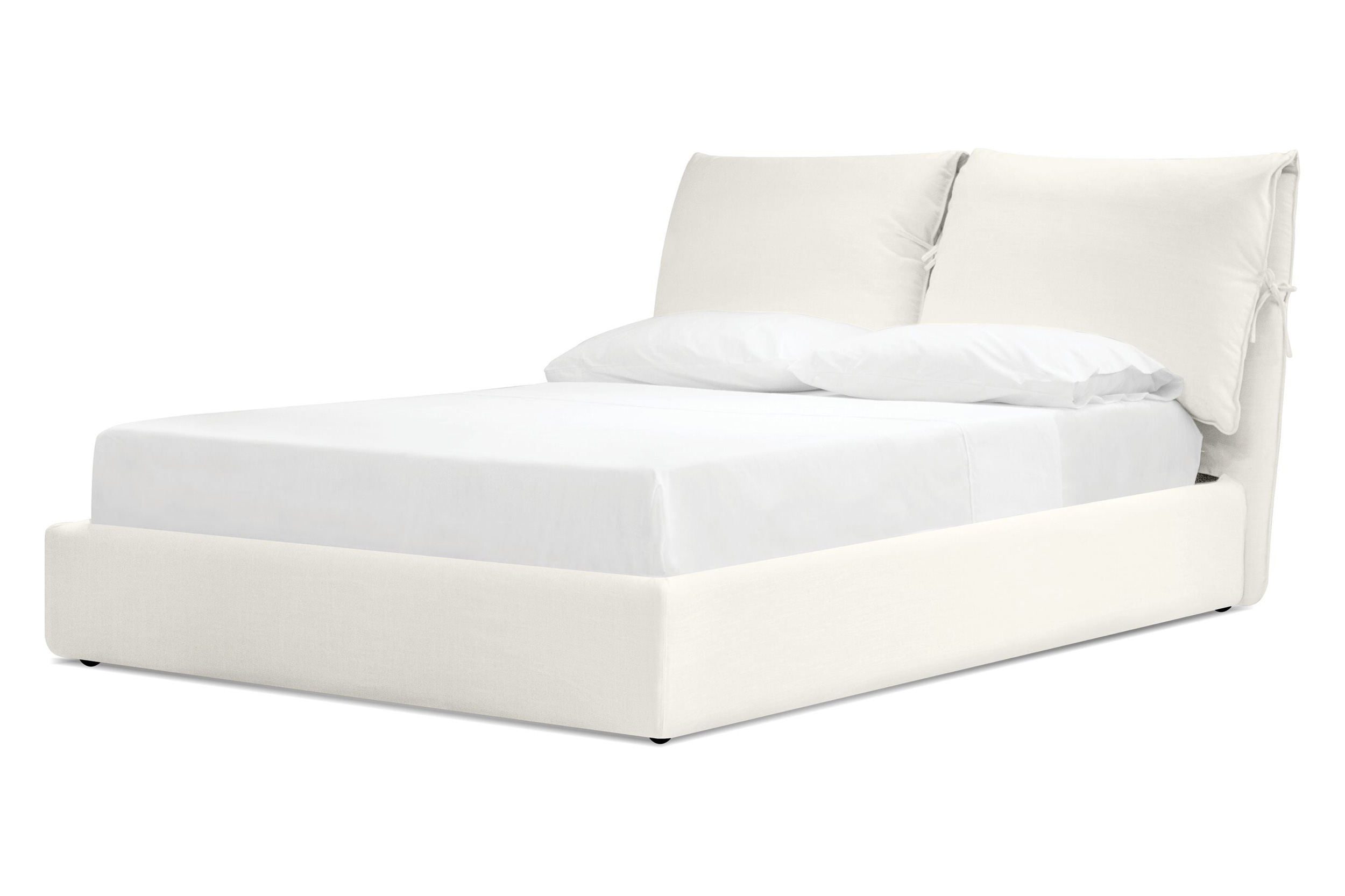 Mobital Plume King Size Bed - Cream, Fabric