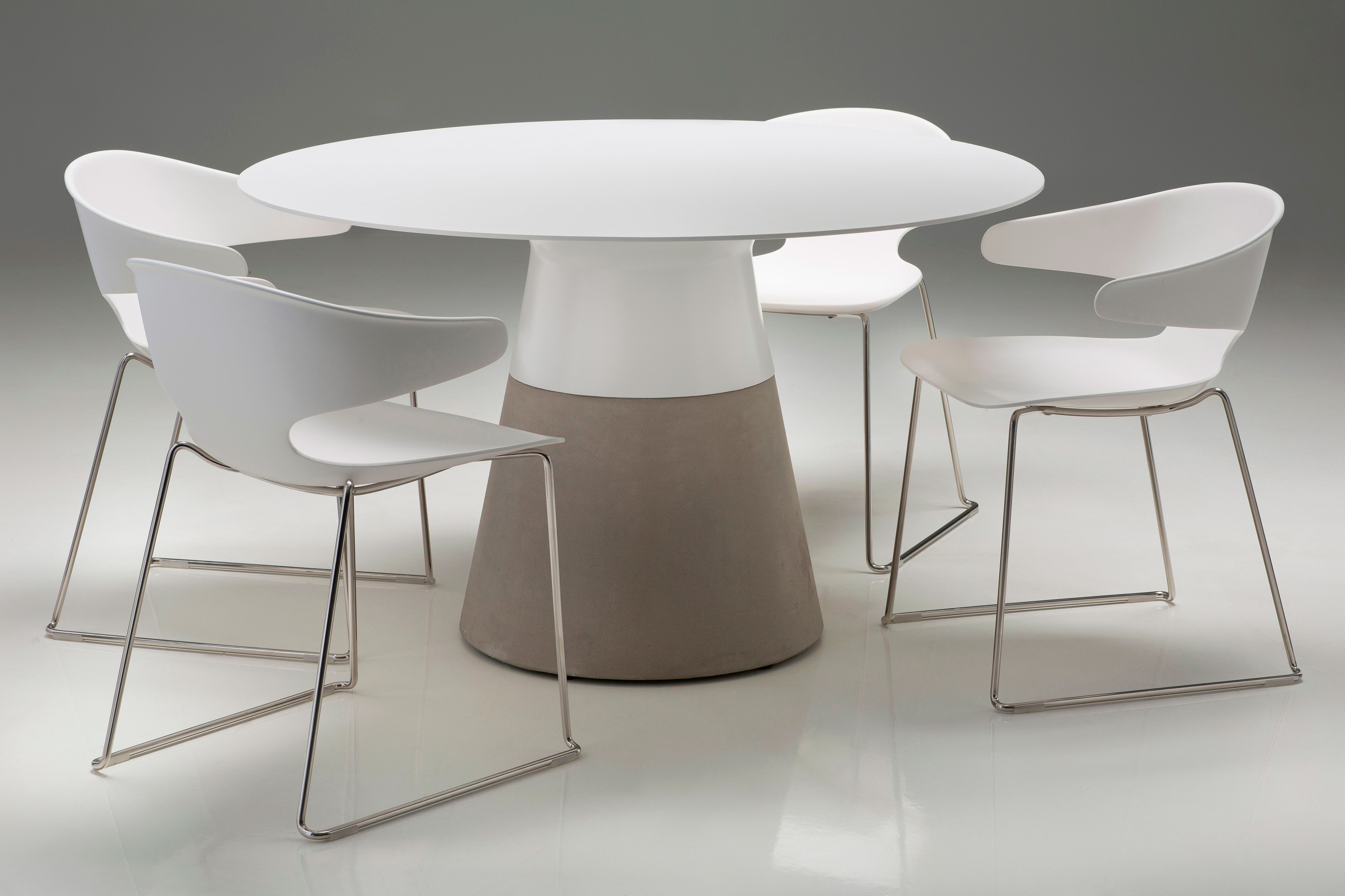 Mobital Maldives Round 63" Dining Table - White, Solid Surface