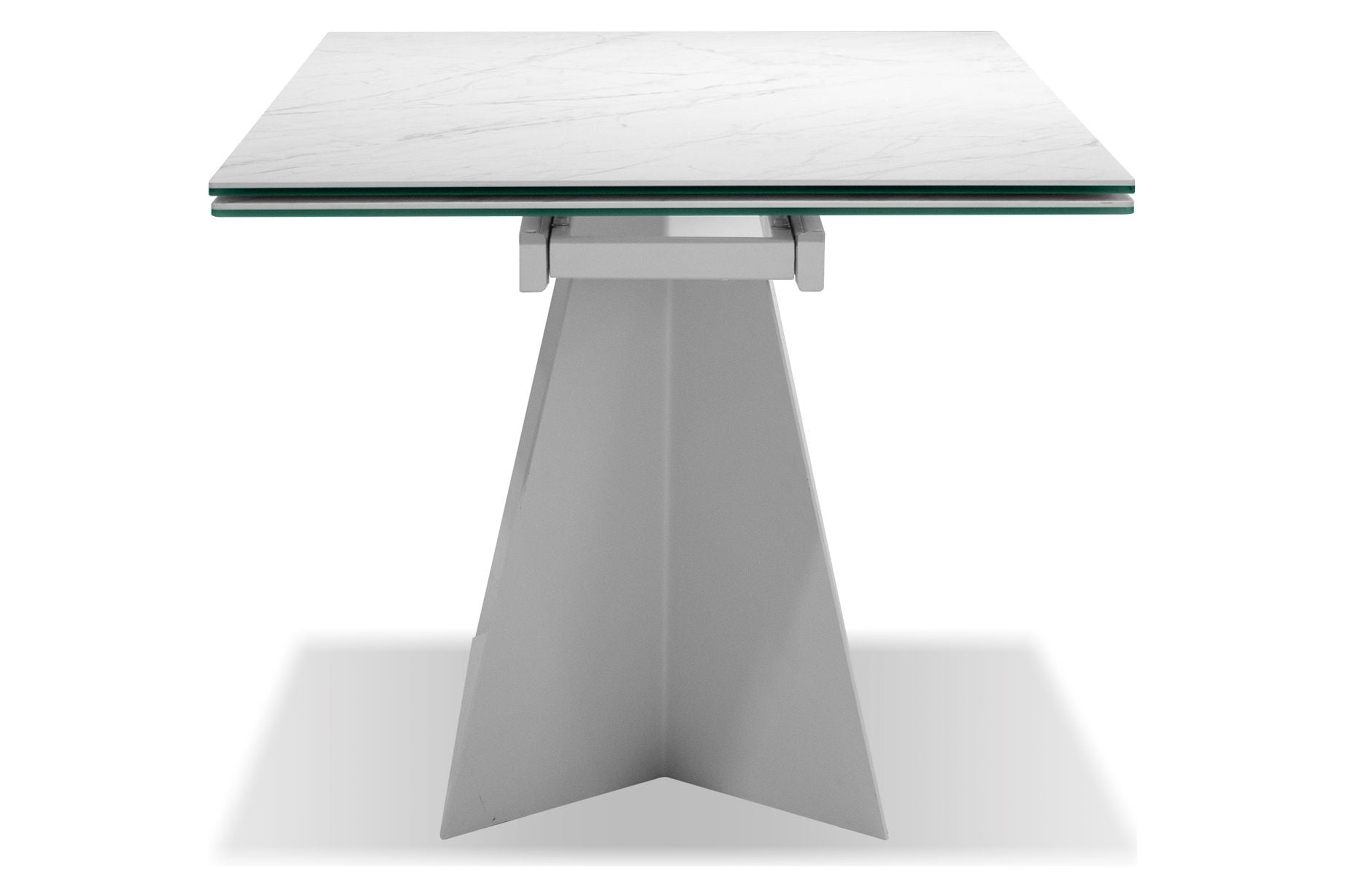 Mobital - Origami Dining Table with Double Extension in Carrera White, Ceramic