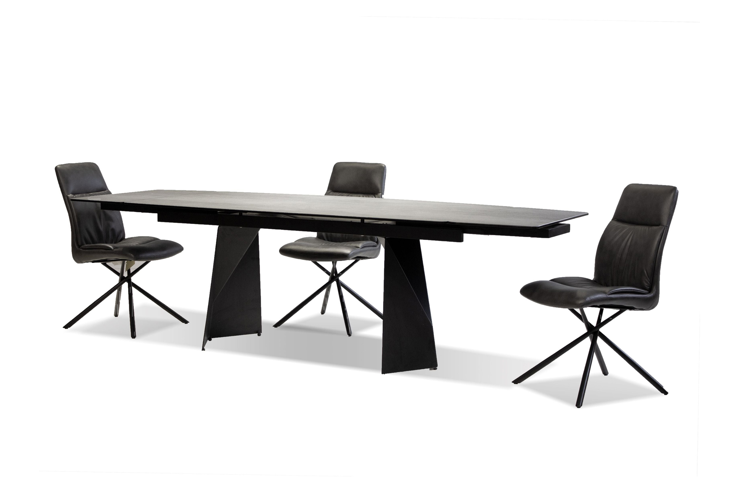 Mobital Prism Dining Table with Double Extension - Industrial Gray, Ceramic