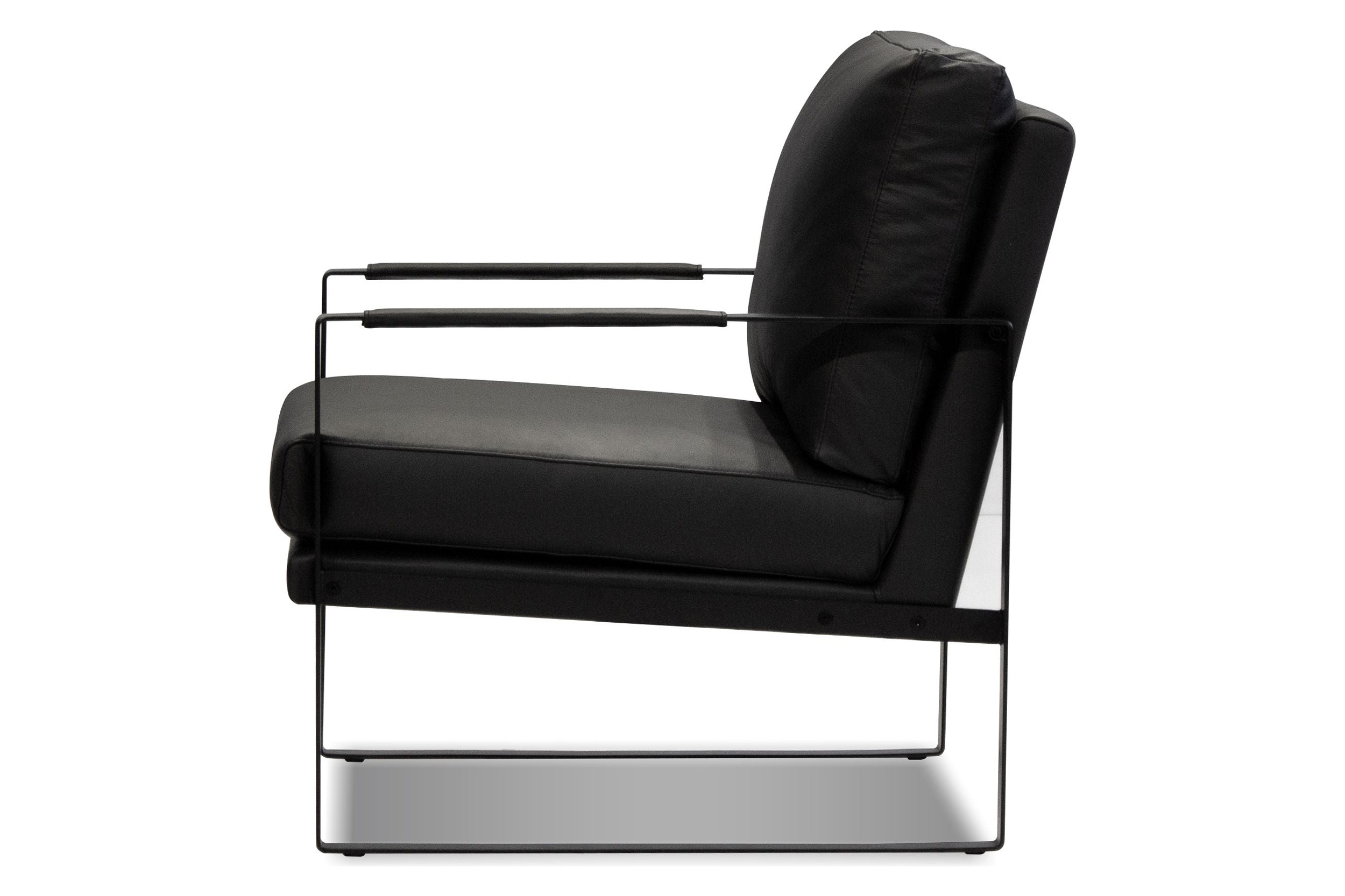 Mobital Mitchell Square Arms Solid Armchair - Black, Leather