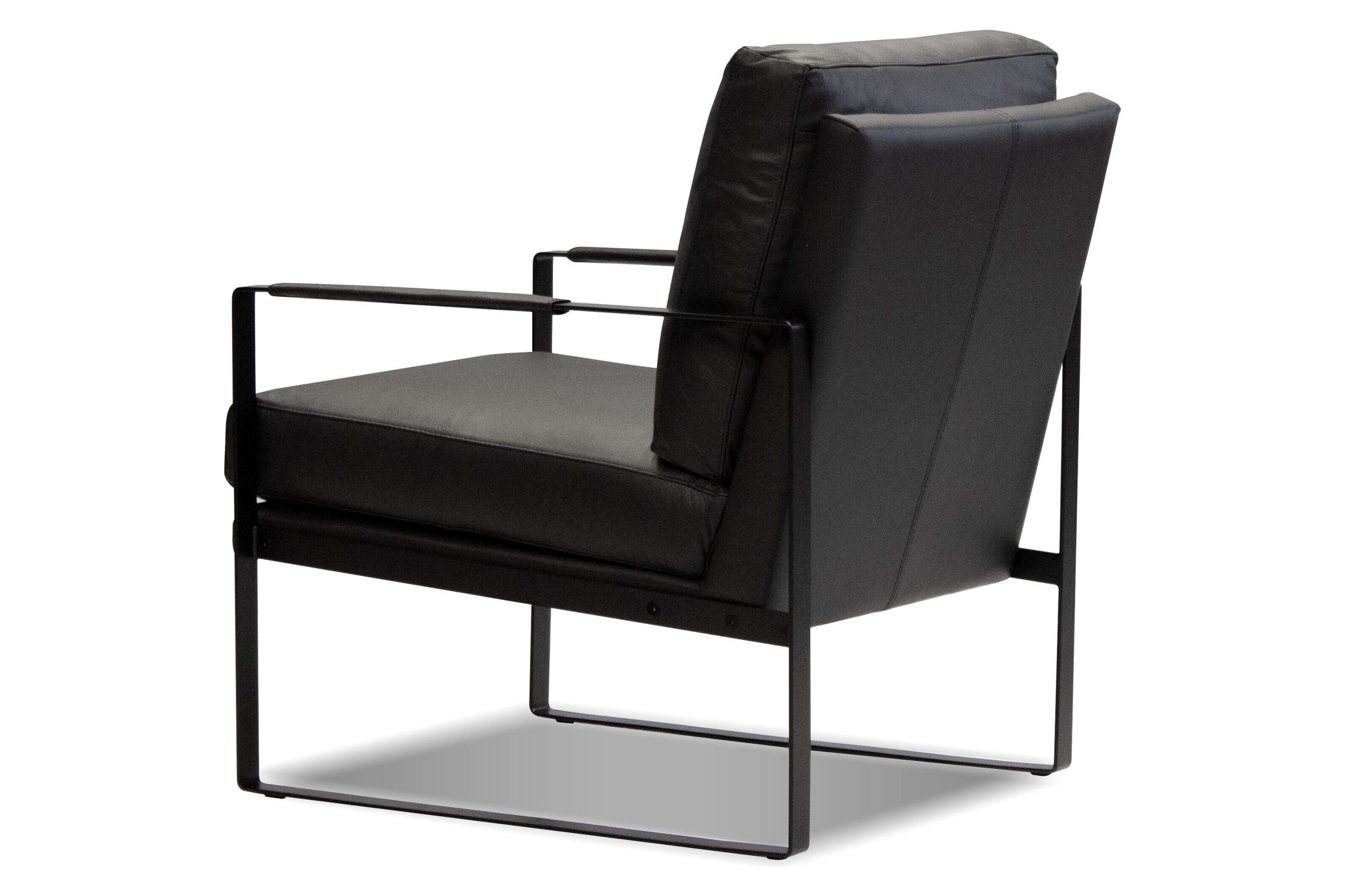 Mobital Mitchell Square Arms Solid Armchair - Black, Leather