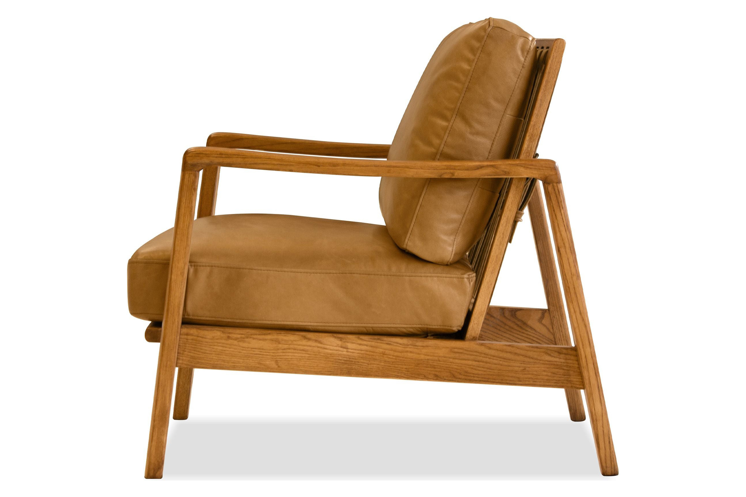 Mobital™ Craftsman Square Arms Lounge Chair - Tan, Leather, Wood Natural Frame