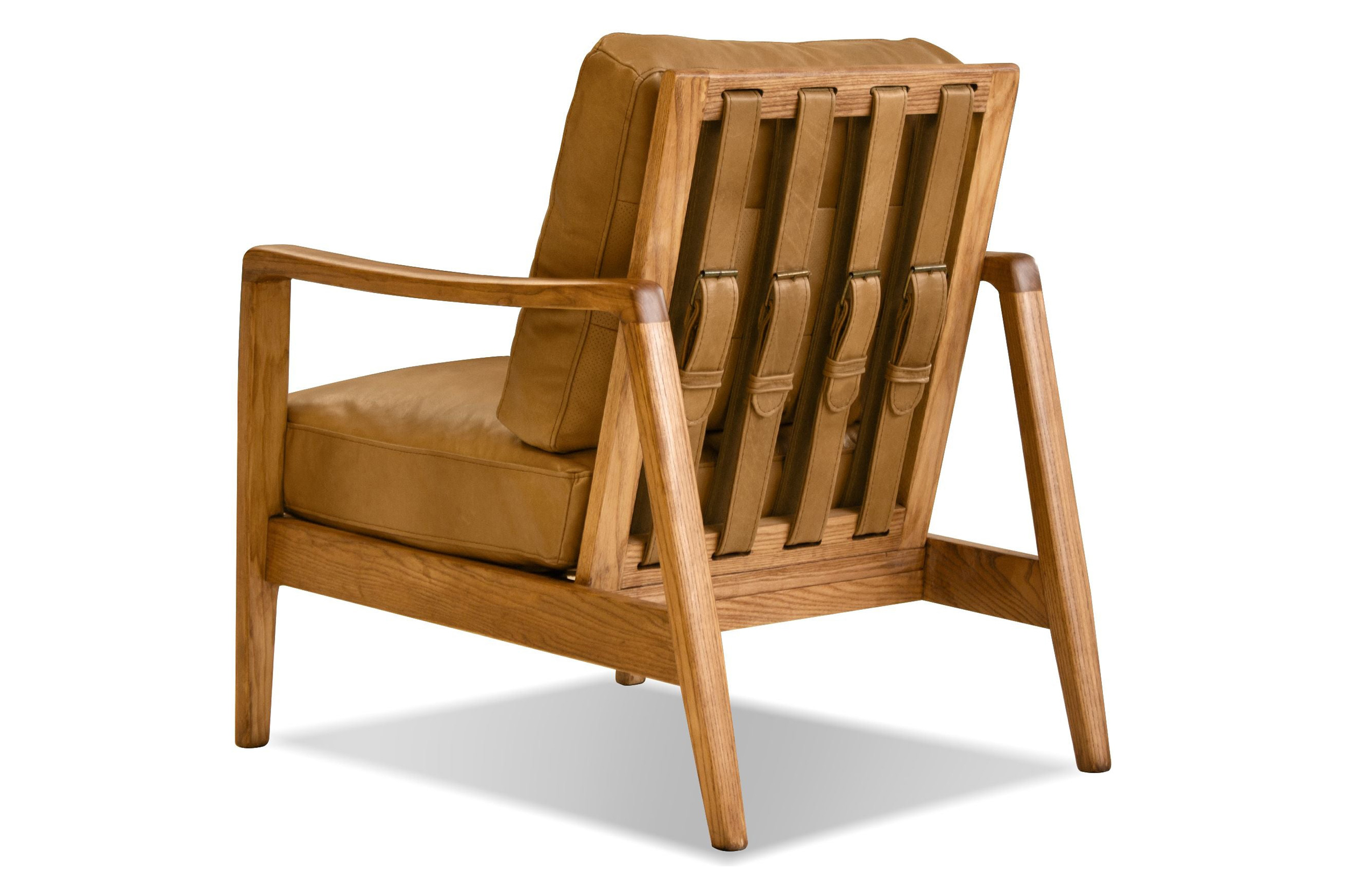 Mobital™ Craftsman Square Arms Lounge Chair - Tan, Leather, Wood Natural Frame