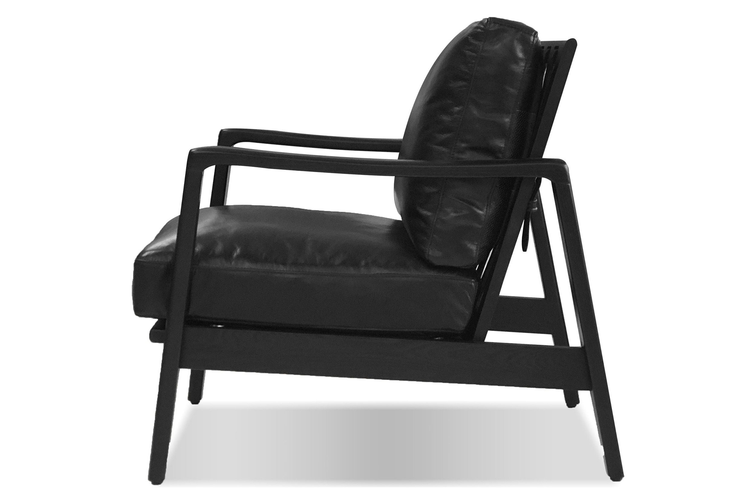 Mobital™ Craftsman Square Arms Lounge Chair - Black, Leather, Black Matte Frame