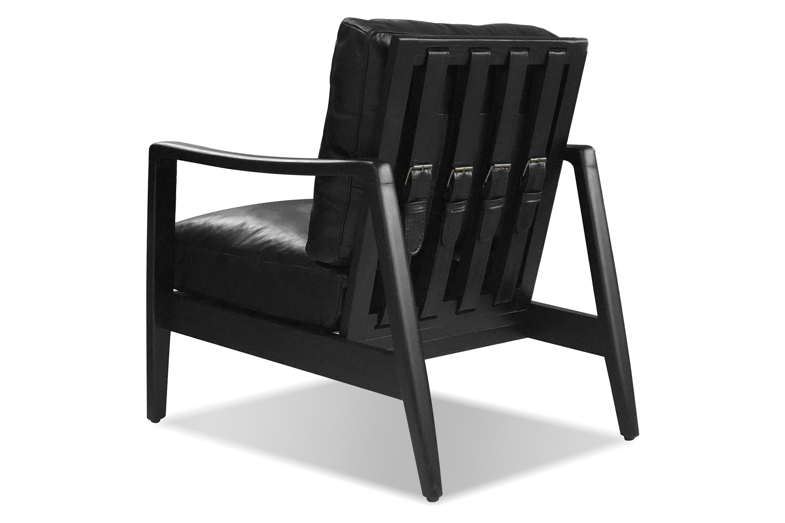 Mobital™ Craftsman Square Arms Lounge Chair - Black, Leather, Black Matte Frame