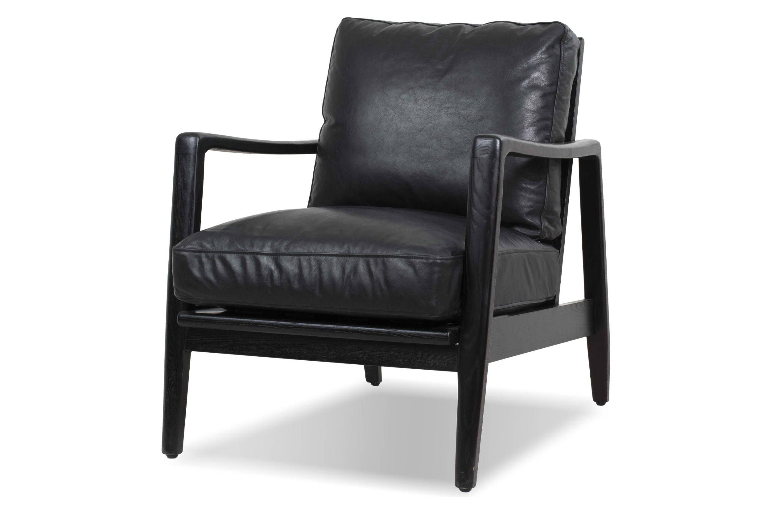 Mobital™ Craftsman Square Arms Lounge Chair - Black, Leather, Black Matte Frame