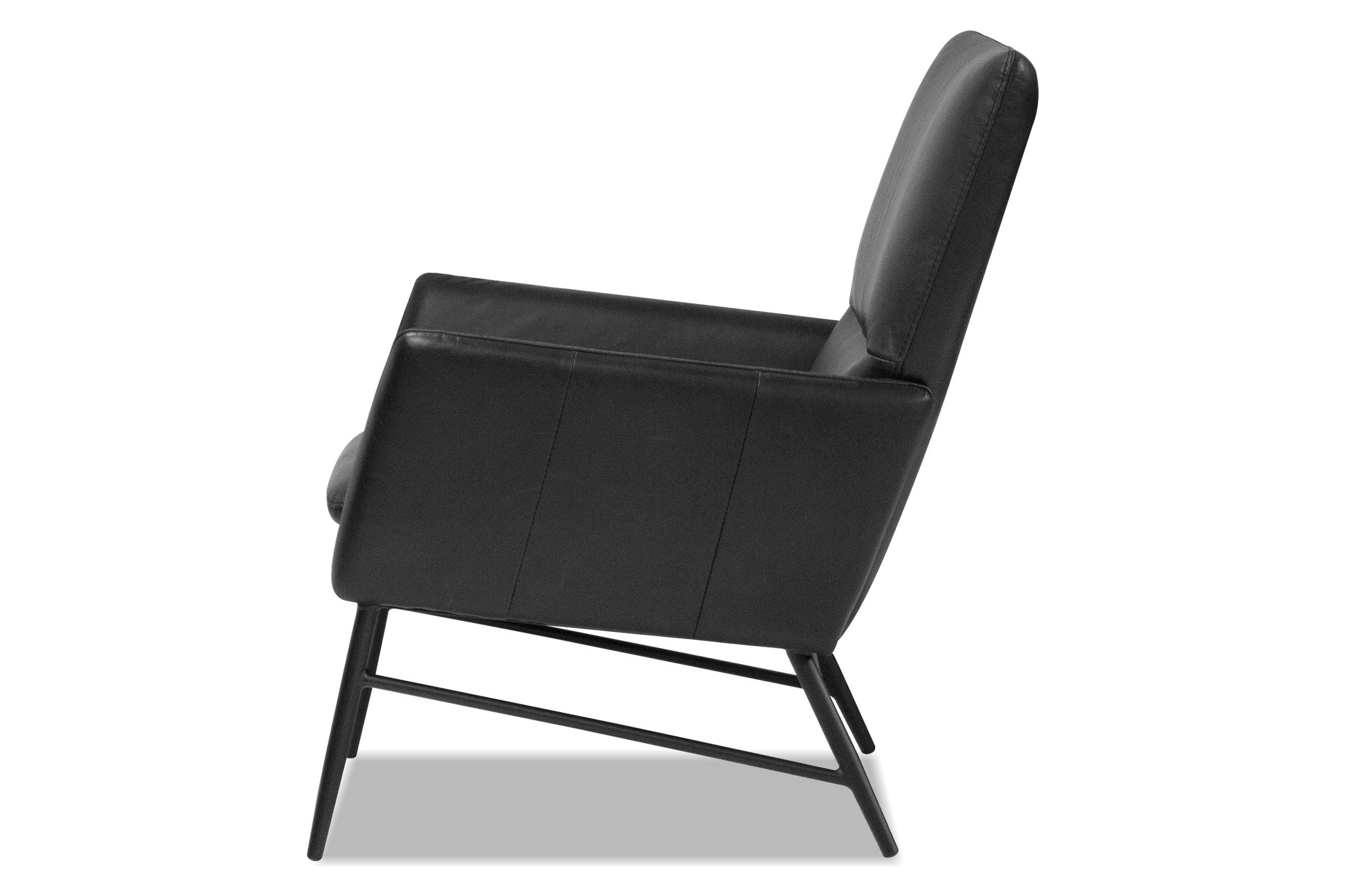 Mobital Morisson Square Arms Lounge Chair - Vintage Black, Leather