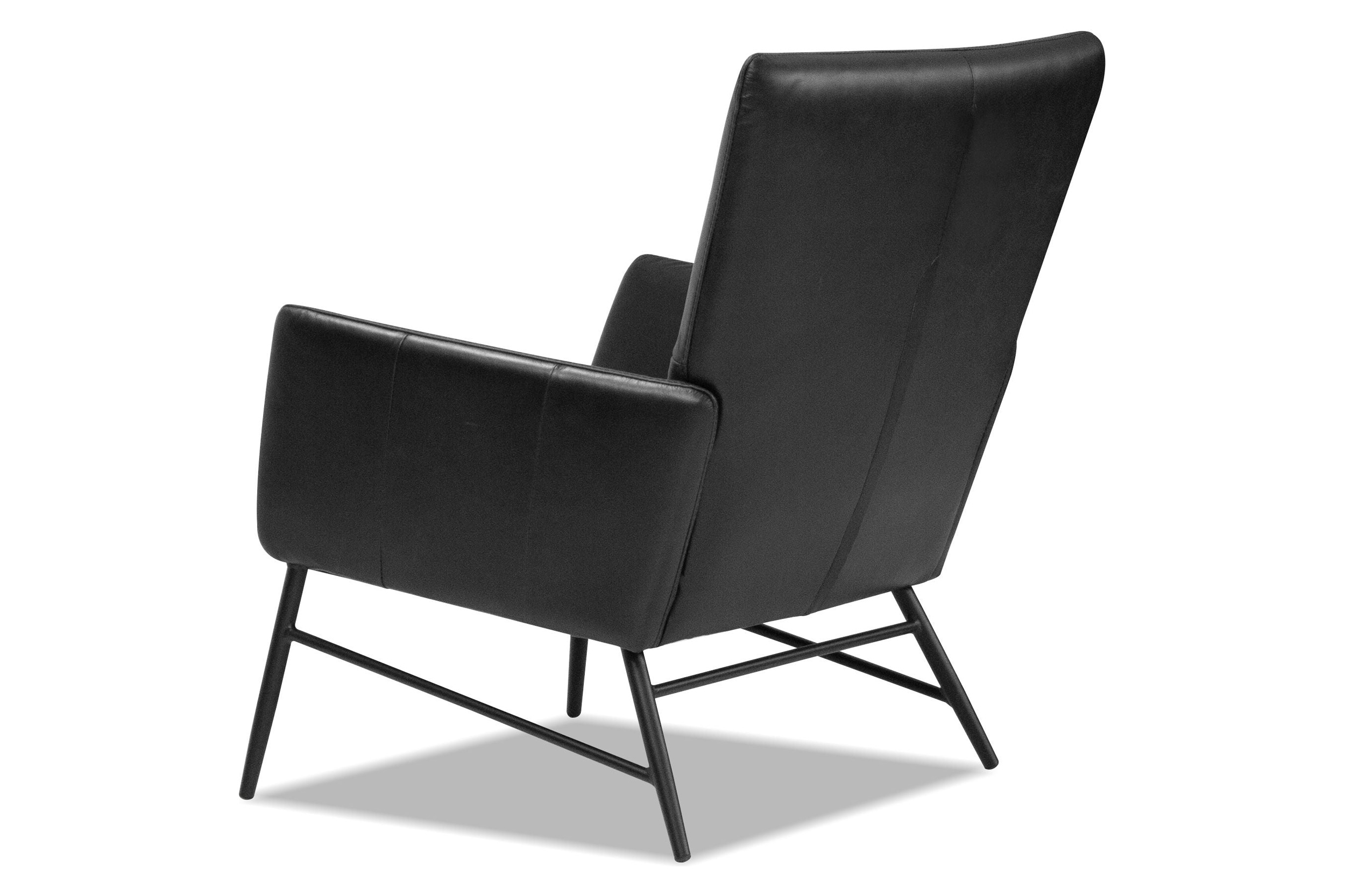 Mobital Morisson Square Arms Lounge Chair - Vintage Black, Leather