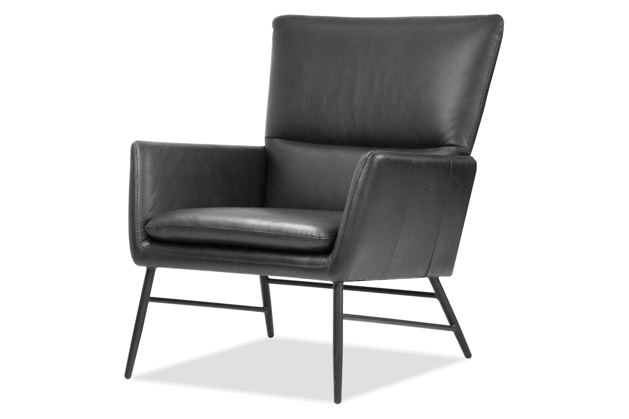 Mobital Morisson Square Arms Lounge Chair - Vintage Black, Leather