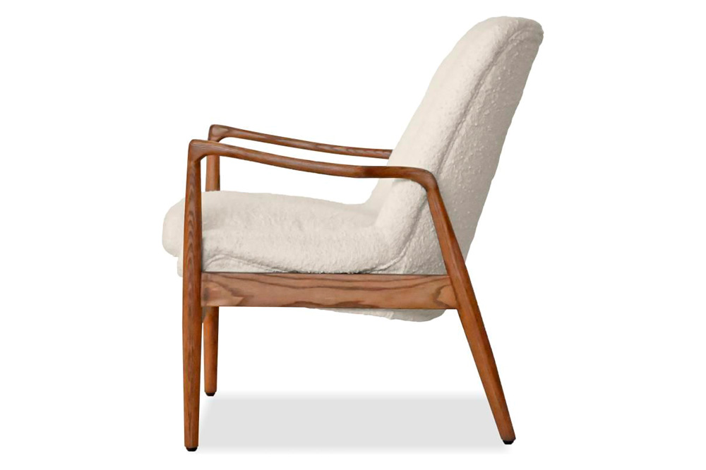 Mobital Reynolds Square Arms Lounge Chair - Cream Boucle, Leather