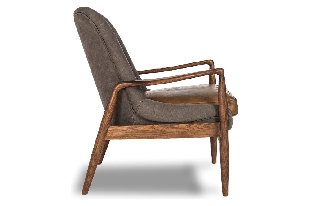 Mobital Reynolds Square Arms Lounge Chair - Gray, Leather