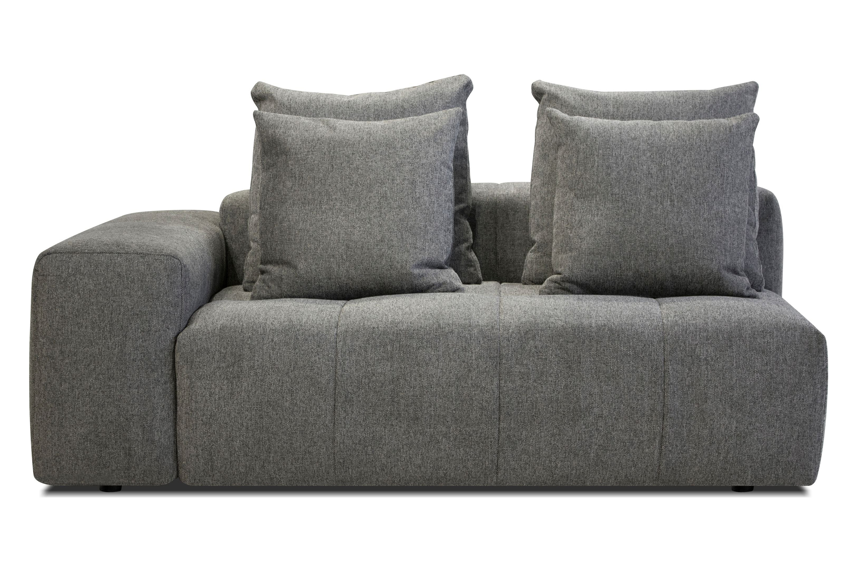 Mobital - Mallow Left Facing 2-Seater of Sectional in Grey Chenille, Fabric