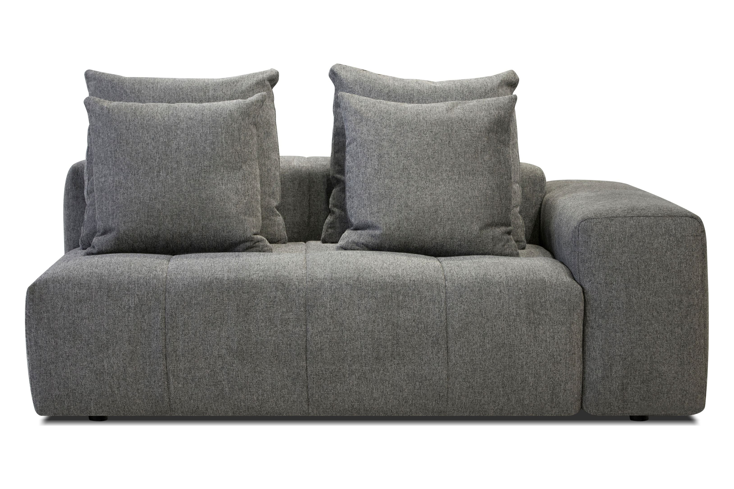 Mobital - Mallow Right Facing 2-Seater of Sectional in Grey Chenille, Fabric