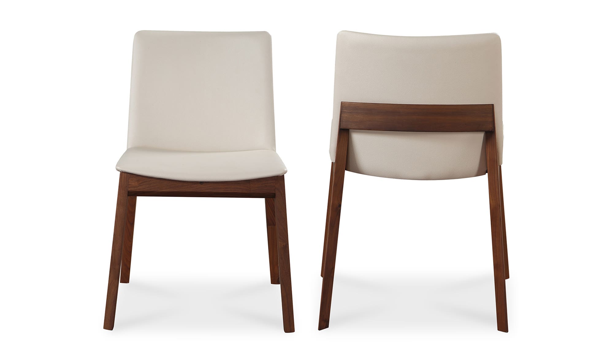 Moe's Deco Mid-Century Modern Dining Chair Set of 2 - Cream White/Walnut