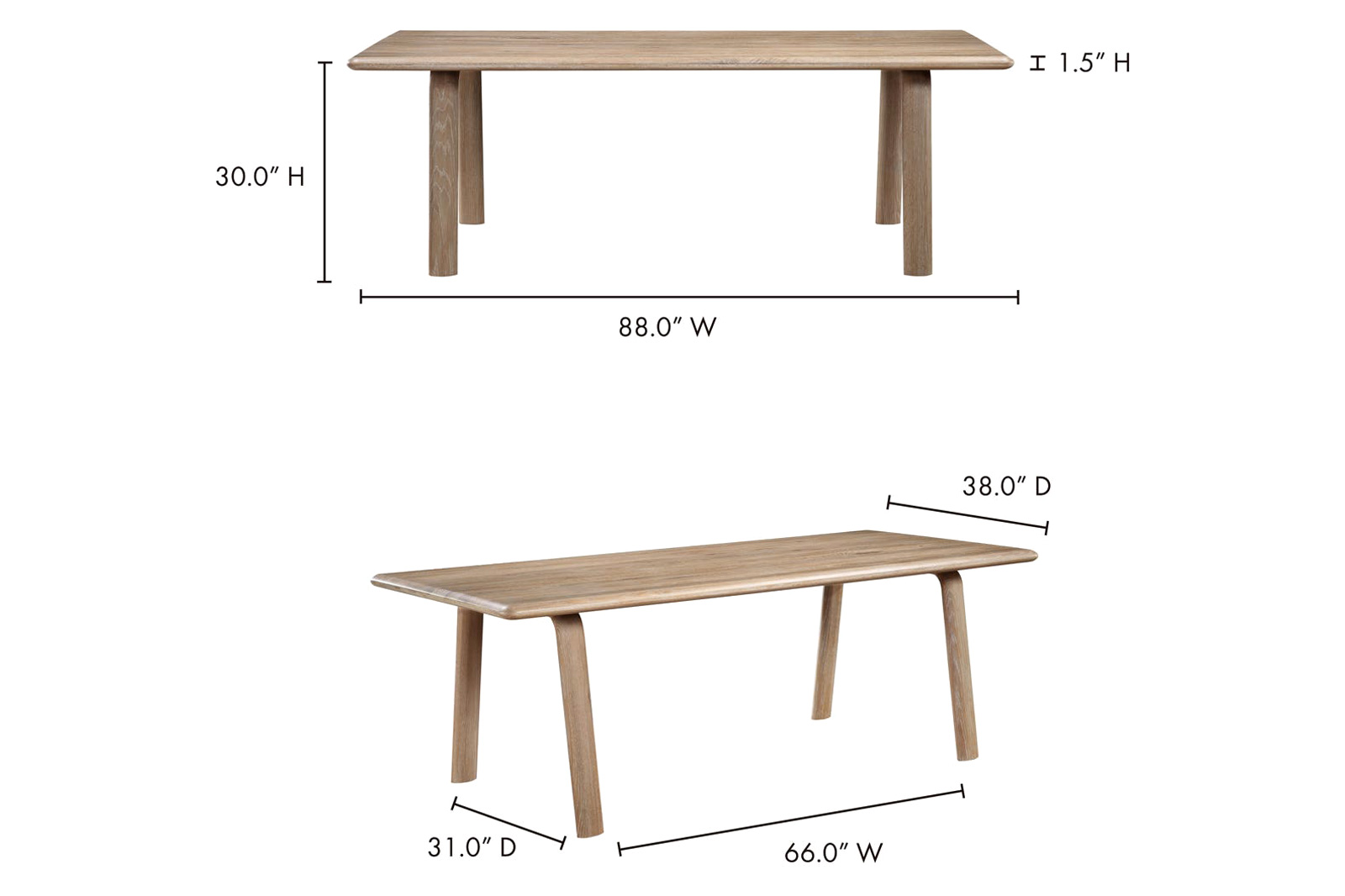 Moe's Malibu Rectangular Dining Table - Natural