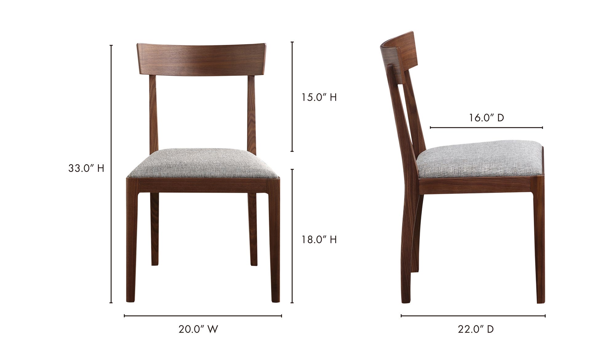 Moe's - Leone Scandinavian Dining Chair Set of 2 in Natural