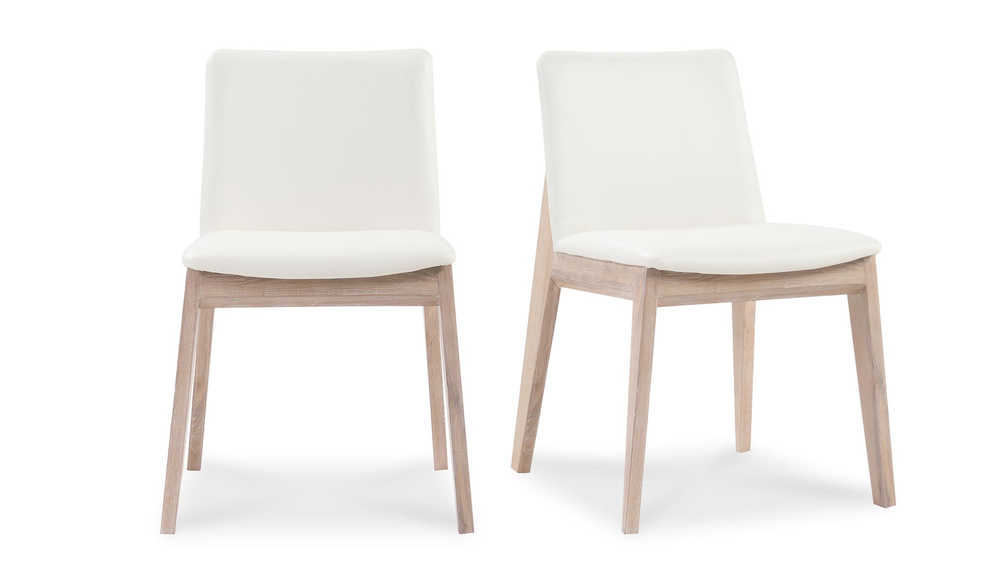 Moe's Deco Mid-Century Modern Dining Chair Set of 2 - Cream White/Oak