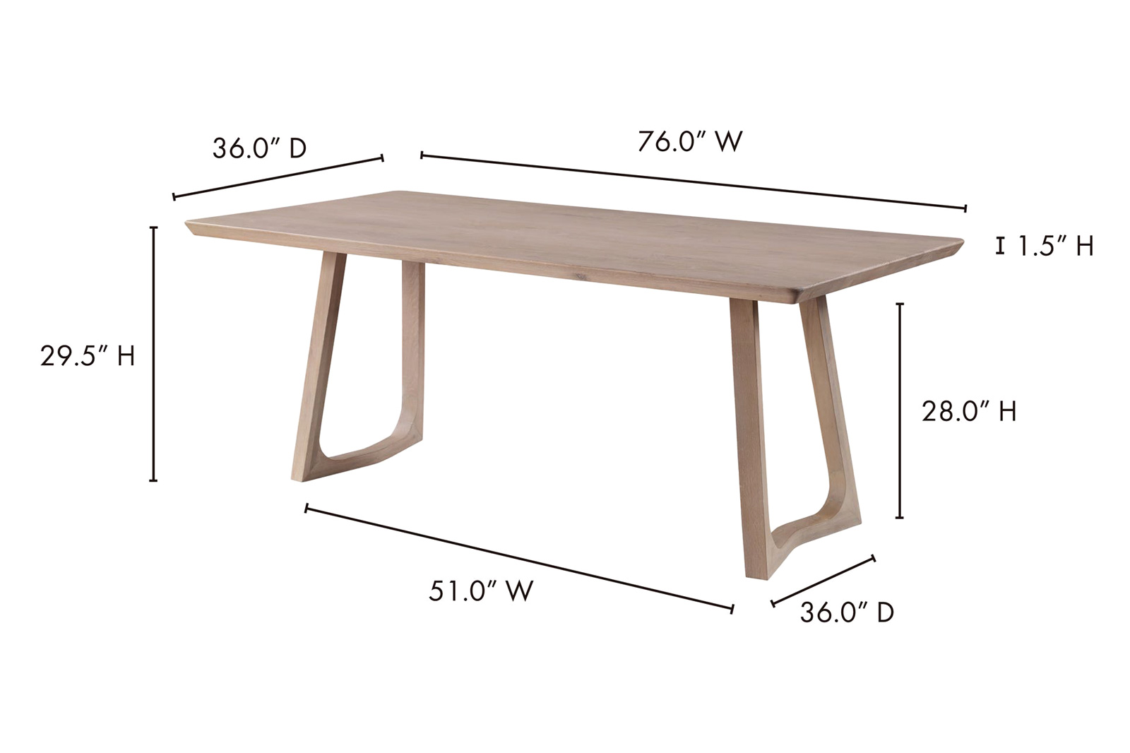 Moe's Silas Rectangular Dining Table - White