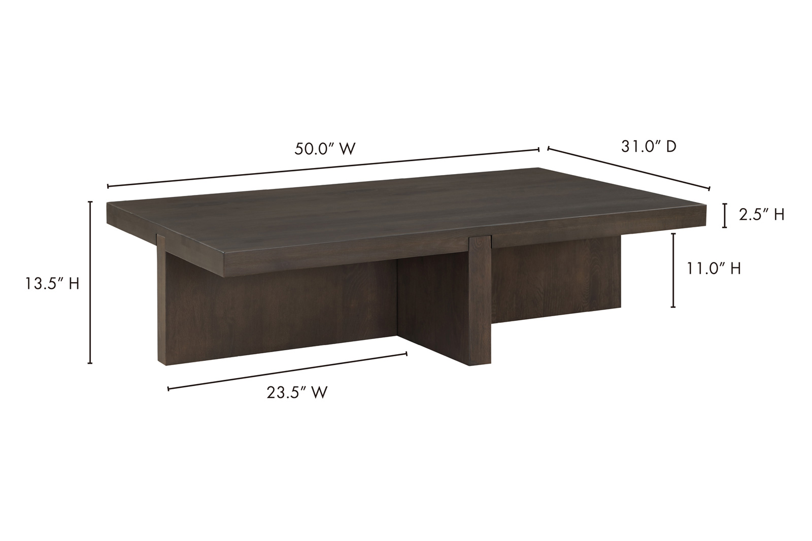 Moe's Folke Rectangular Coffee Table - Dark Brown